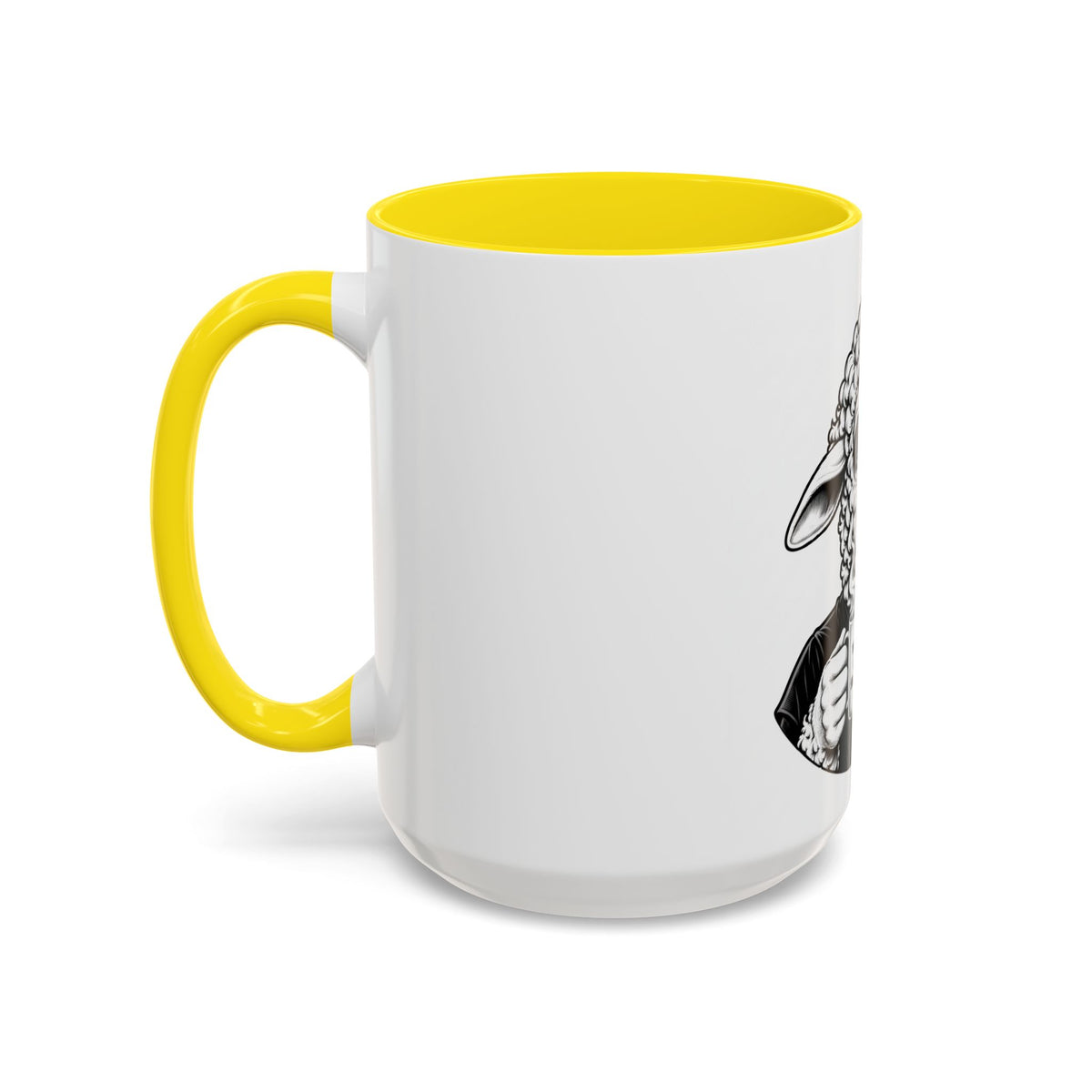 Wake Up Sheeple Coffee Mug — Black-Accent Ceramic Mug with Sheep Illustration