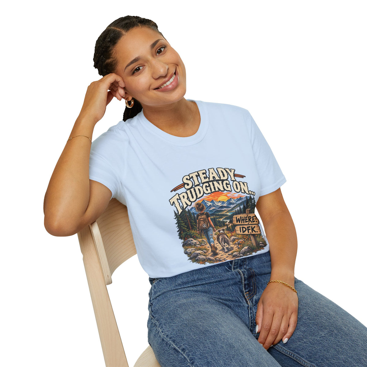 Steady Trudging On Young Lady Hiking T-Shirt