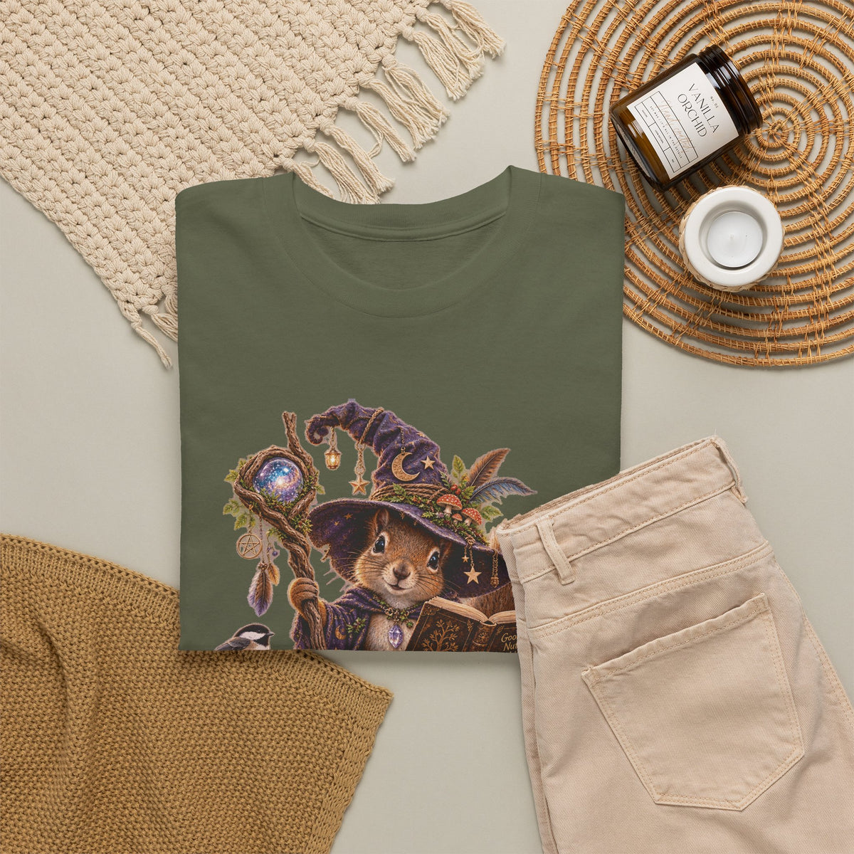 Squirrel Wizard T‑Shirt — Cute Fantasy Magic Forest Tee