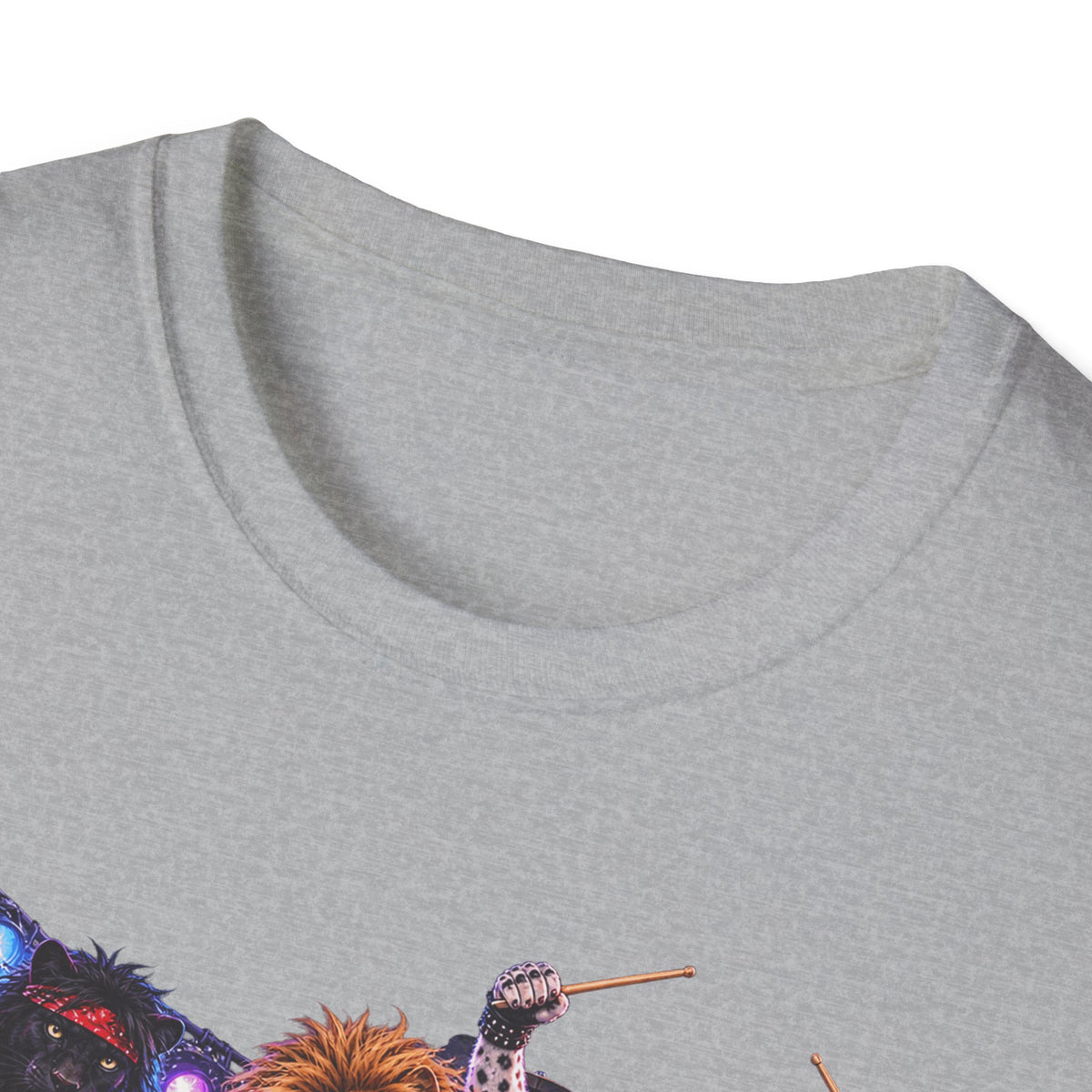 Neon Lights Retro 80s Big Cat Rock Band Graphic Tee