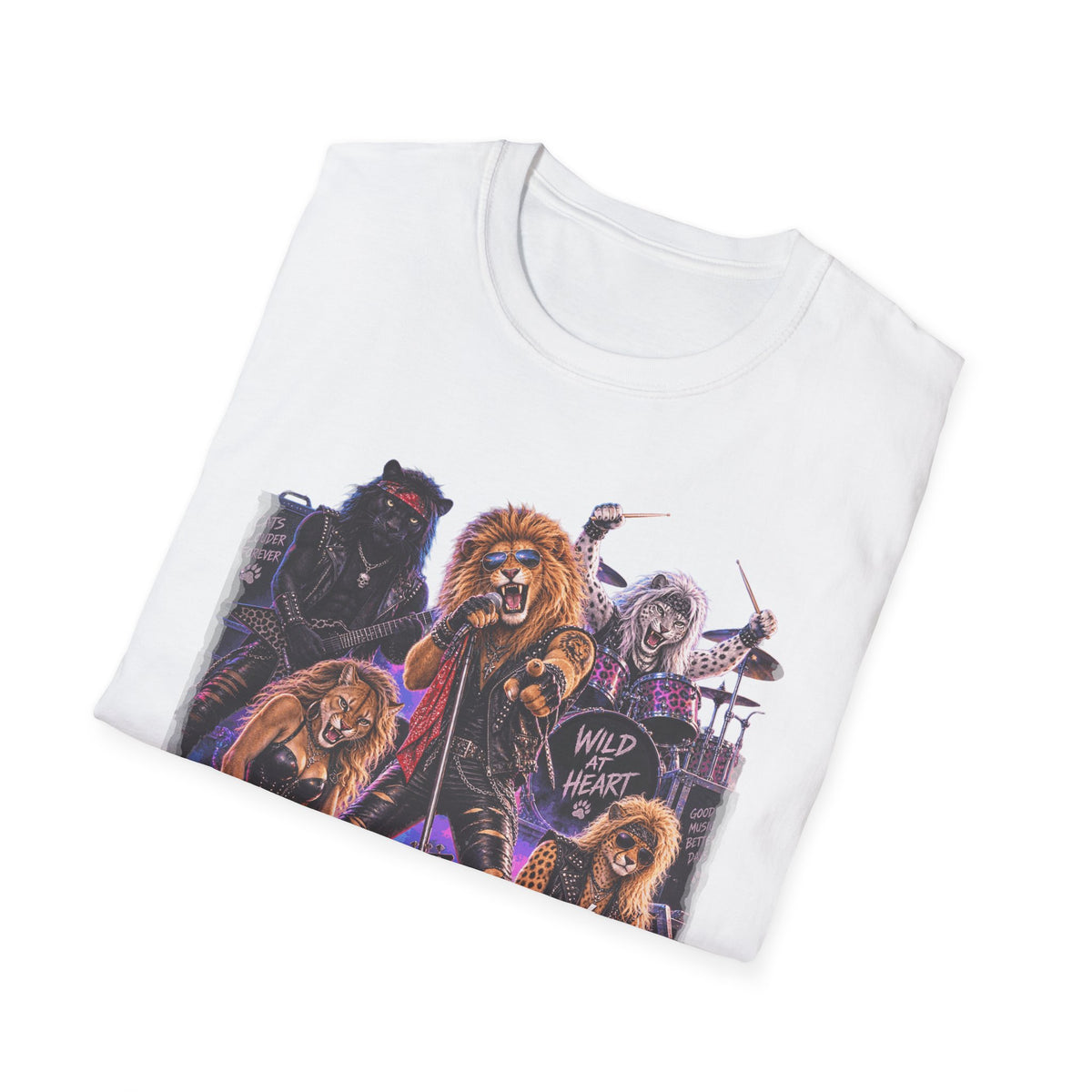 Retro 80s Big Cat Rock Band Wild at Heart Graphic Tee
