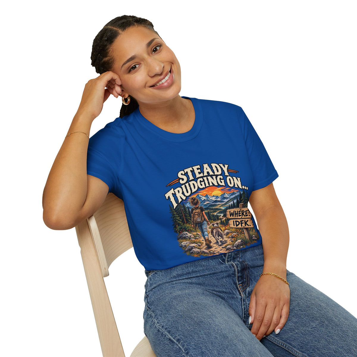 Steady Trudging On Young Lady Hiking T-Shirt
