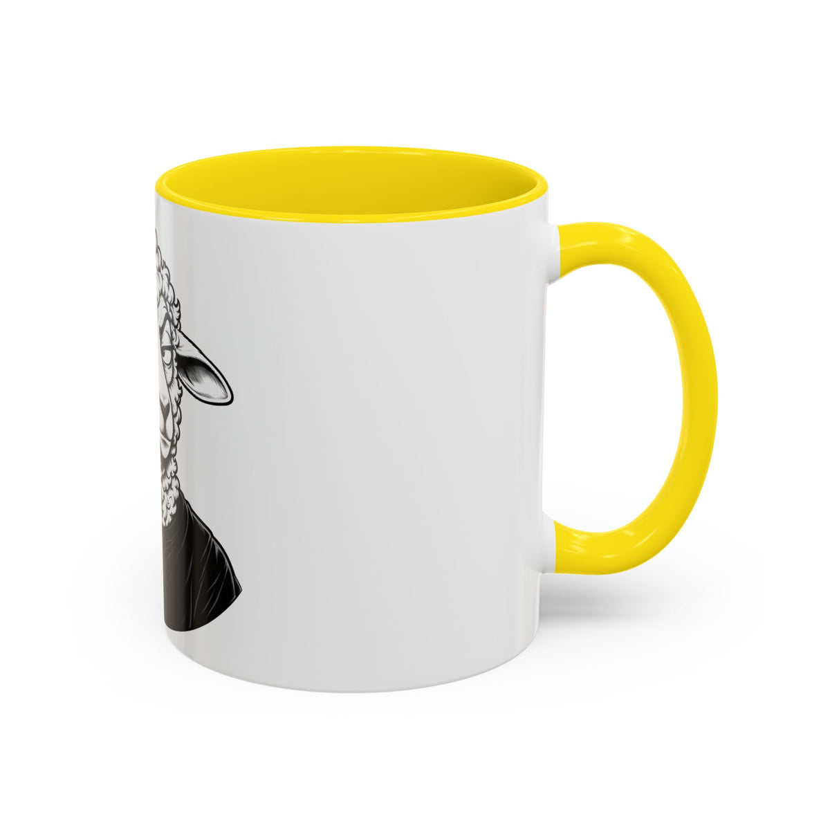 Wake Up Sheeple Coffee Mug — Black-Accent Ceramic Mug with Sheep Illustration