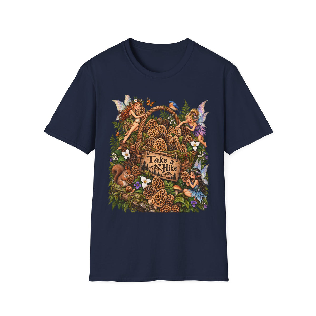 Woodland Creatures T-Shirt Foraging Nature Graphic Tee Unisex Softstyle T-Shirt