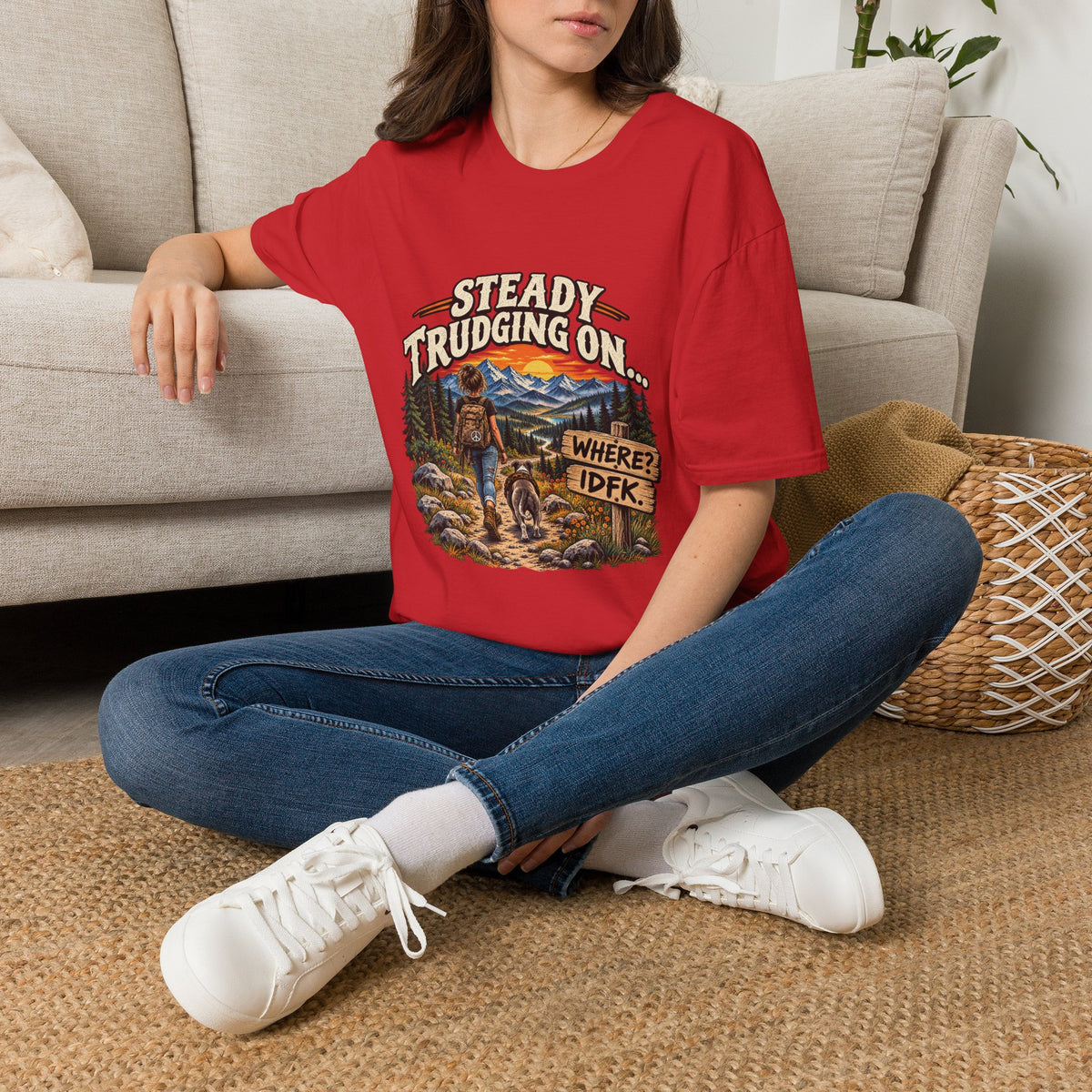 Steady Trudging On Young Lady Hiking T-Shirt