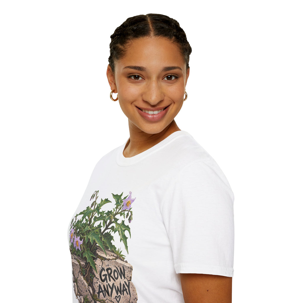 Grow Anyway Floral T-Shirt — Resilient Plant Illustration Tee