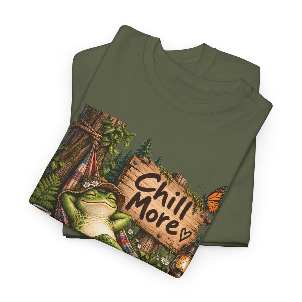 Chill More Frog Tee — Relaxed Nature Graphic T‑Shirt