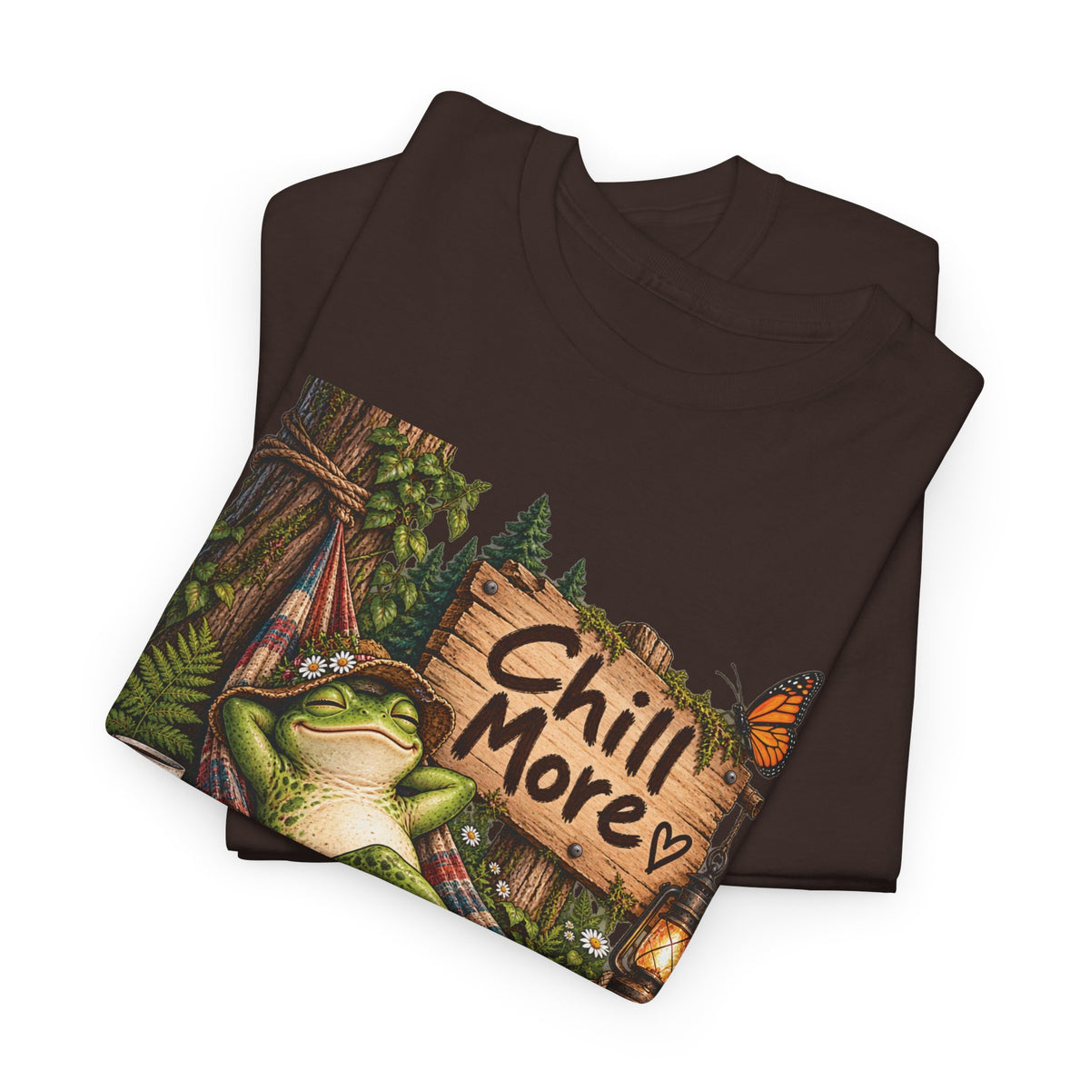 Chill More Frog Tee — Relaxed Nature Graphic T‑Shirt
