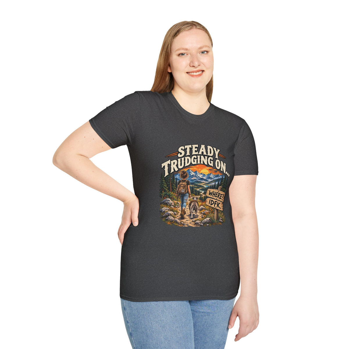 Steady Trudging On Young Lady Hiking T-Shirt