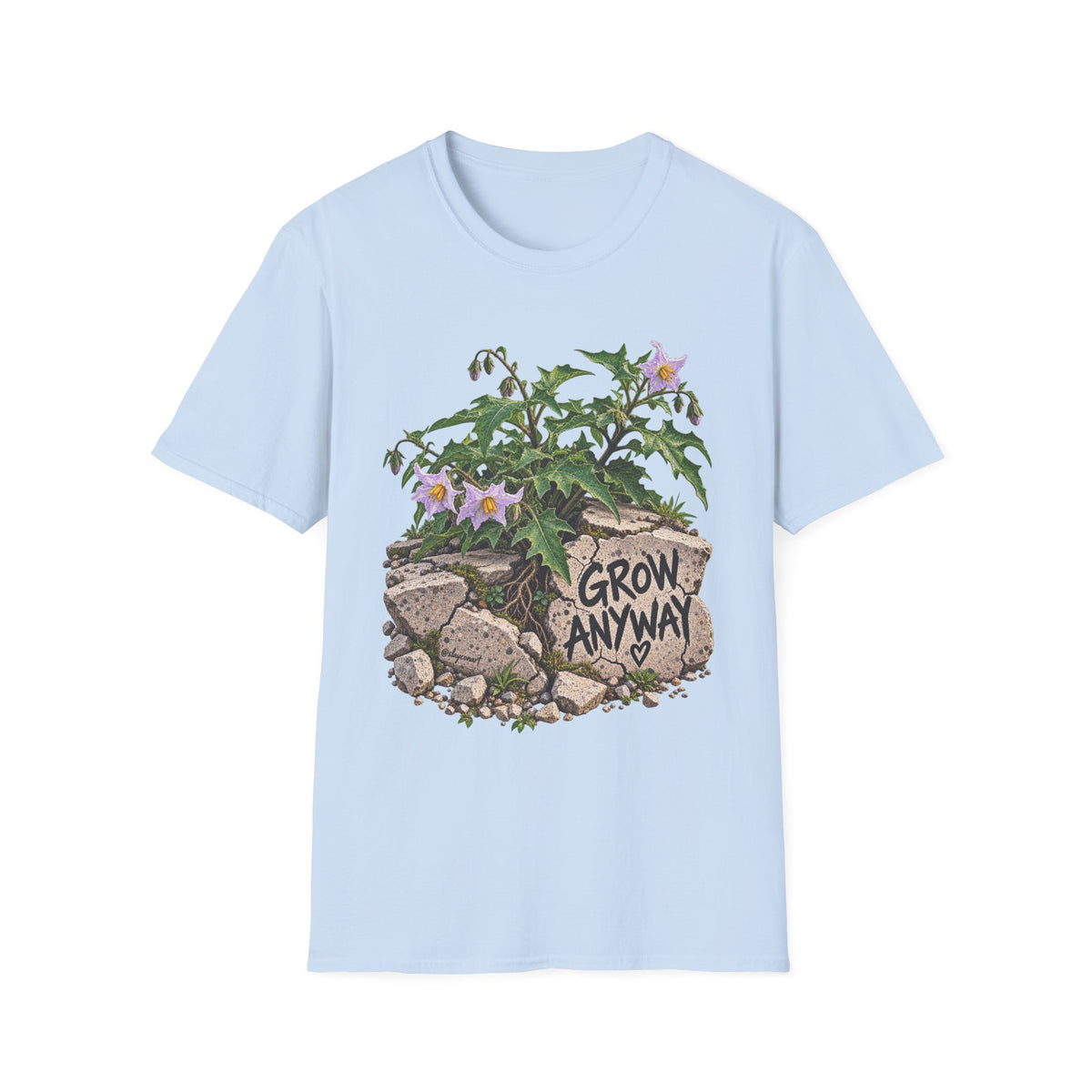 Grow Anyway Floral T-Shirt — Resilient Plant Illustration Tee