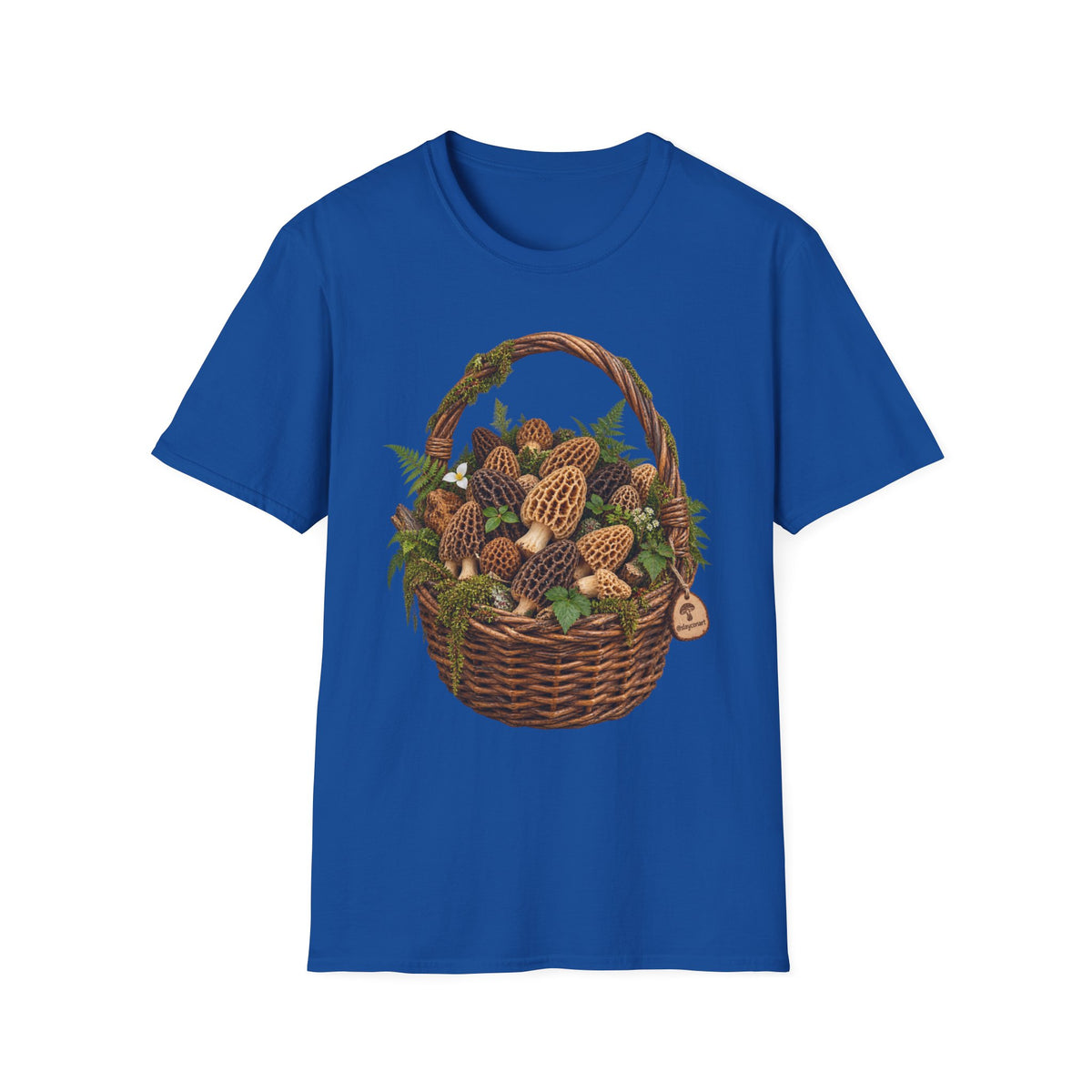 Morel Mushroom Basket T-Shirt Woodland Foraging Nature Graphic Tee Unisex Softstyle T-Shirt
