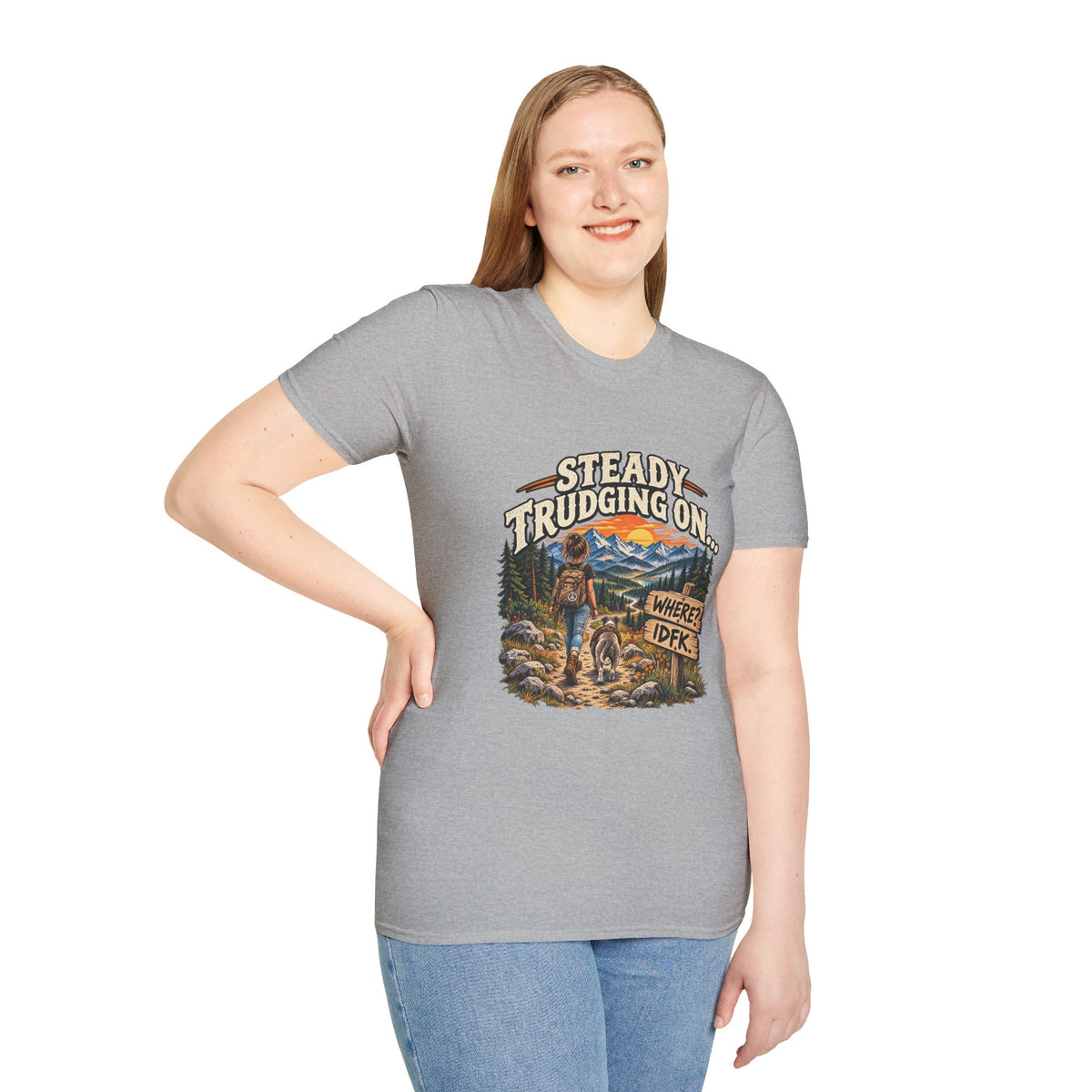Steady Trudging On Young Lady Hiking T-Shirt
