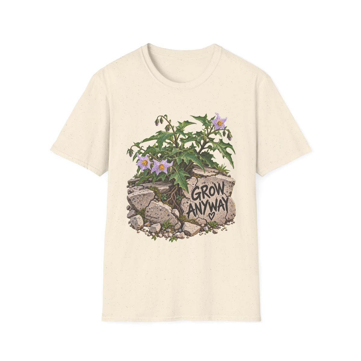 Grow Anyway Floral T-Shirt — Resilient Plant Illustration Tee