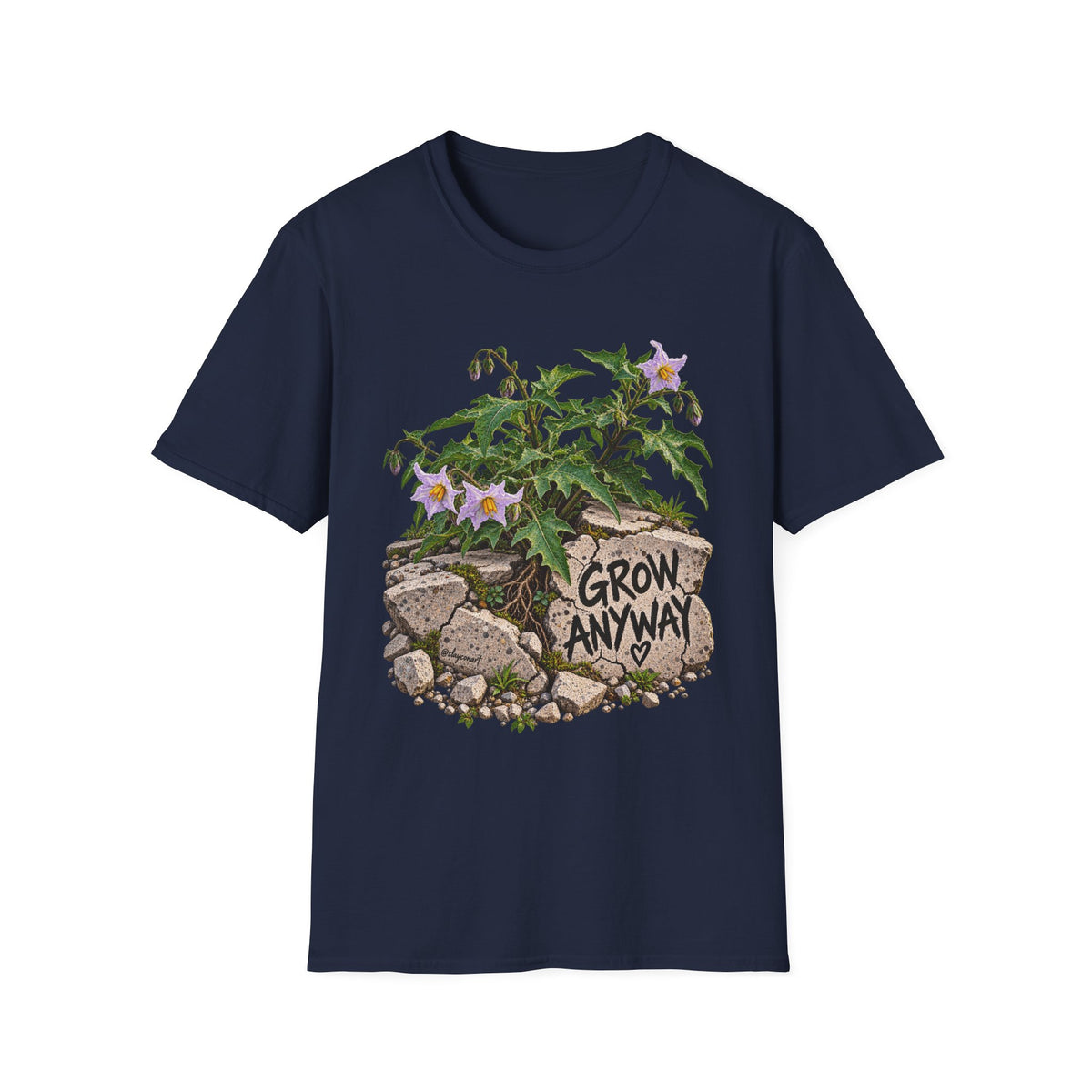 Grow Anyway Floral T-Shirt — Resilient Plant Illustration Tee