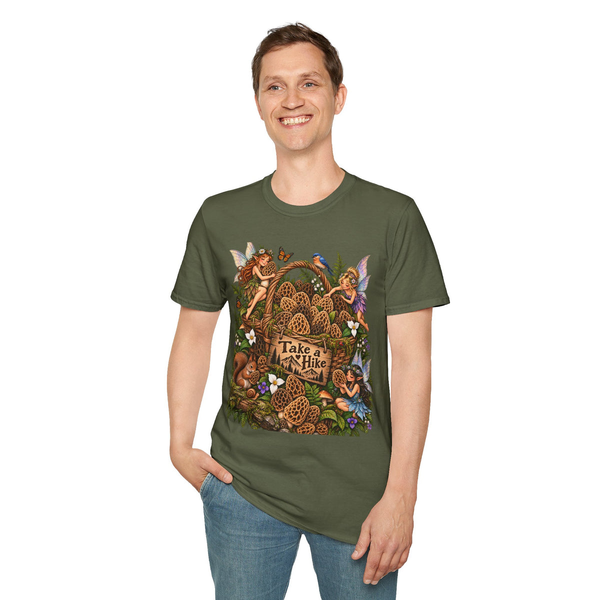 Woodland Creatures T-Shirt Foraging Nature Graphic Tee Unisex Softstyle T-Shirt