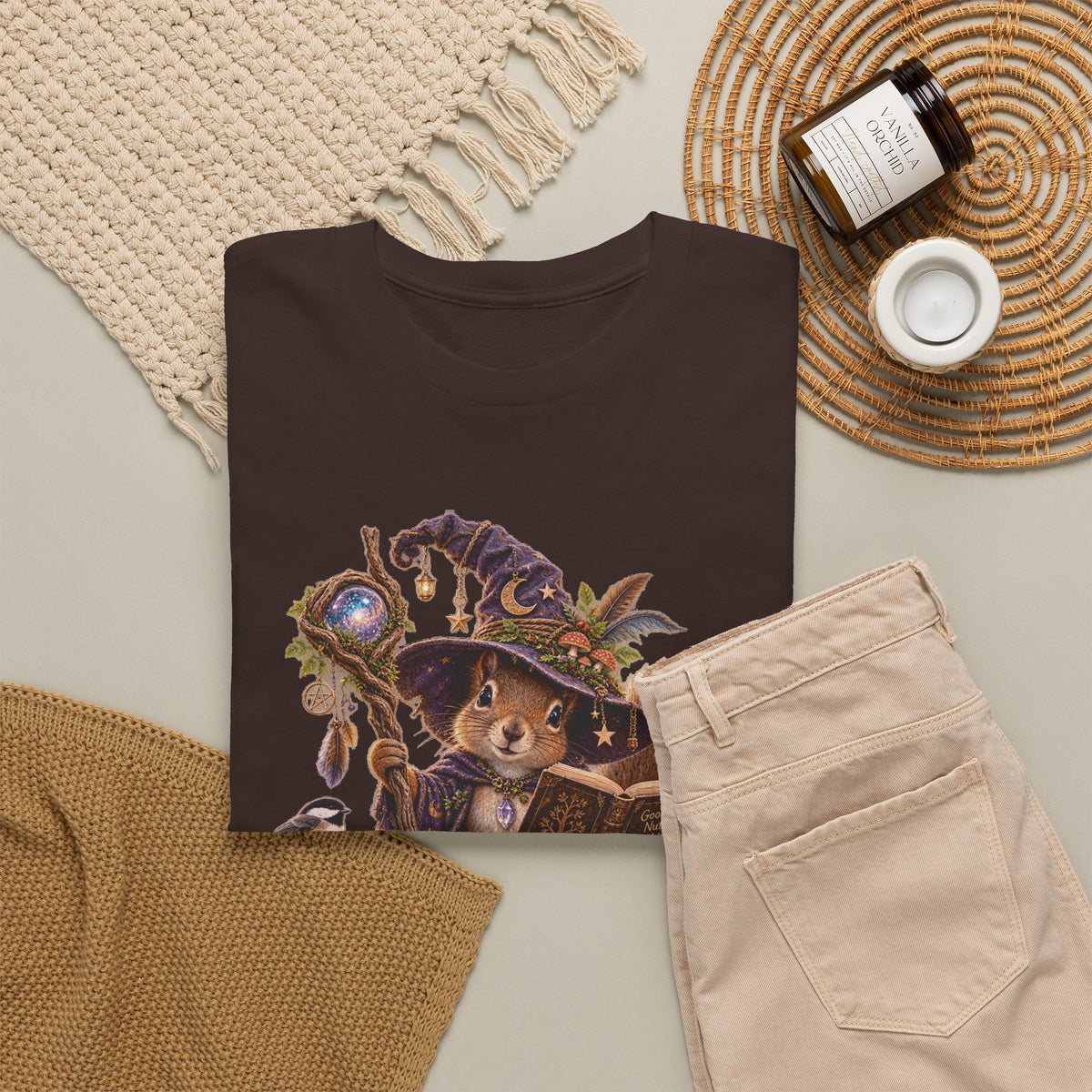 Squirrel Wizard T‑Shirt — Cute Fantasy Magic Forest Tee