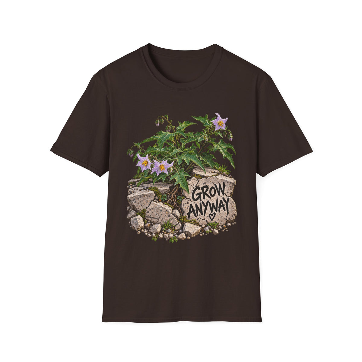 Grow Anyway Floral T-Shirt — Resilient Plant Illustration Tee
