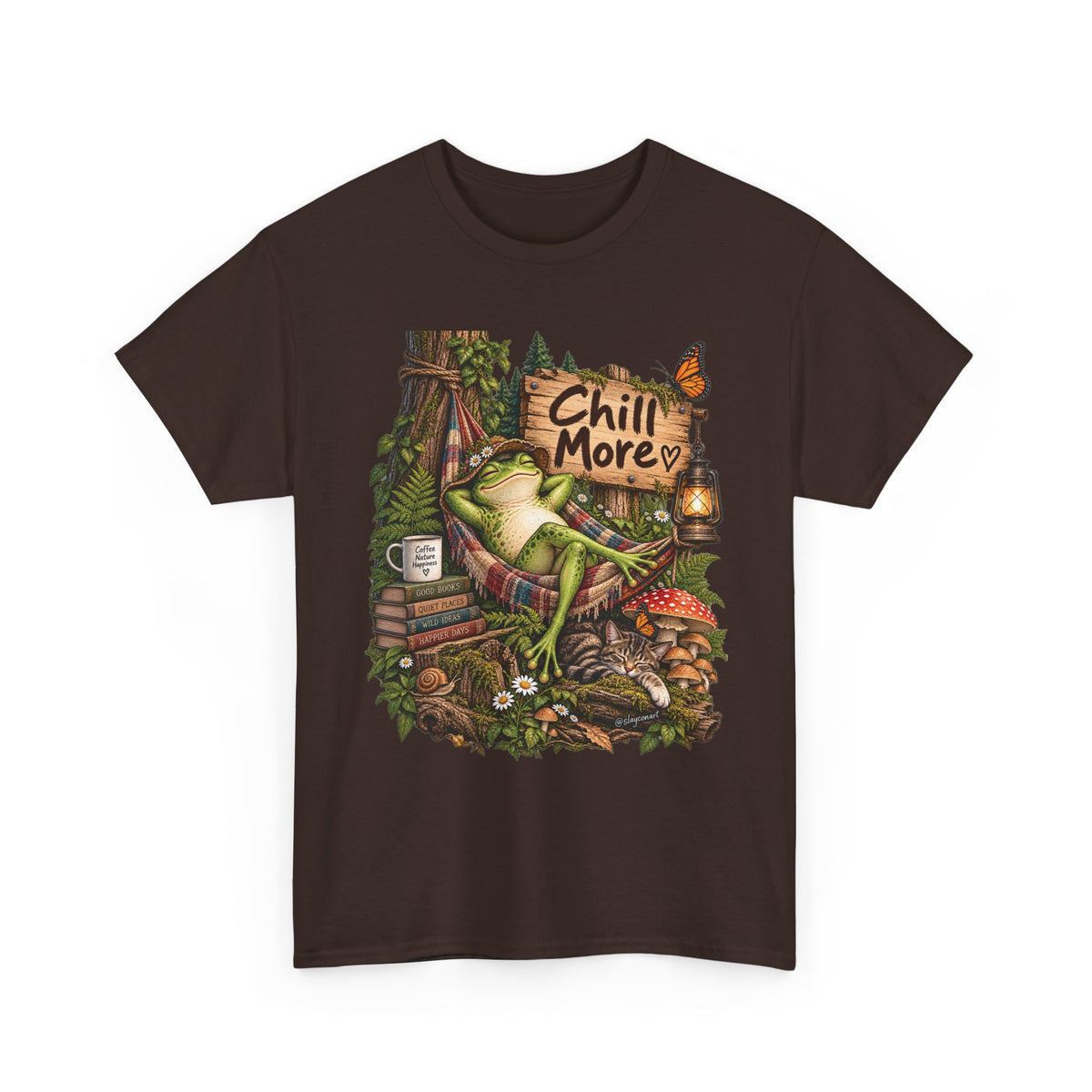 Chill More Frog Tee — Relaxed Nature Graphic T‑Shirt
