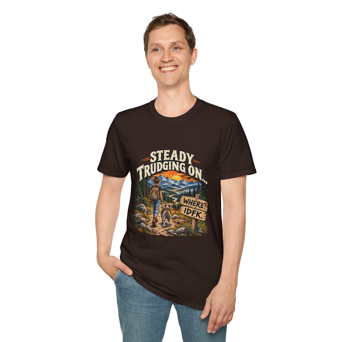 Steady Trudging On Young Lady Hiking T-Shirt