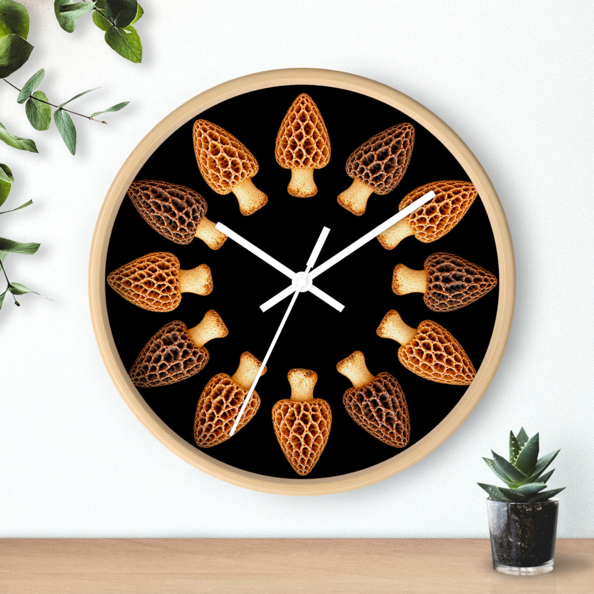 Morel Mushrooms Woodland Wall Clock No Numbers