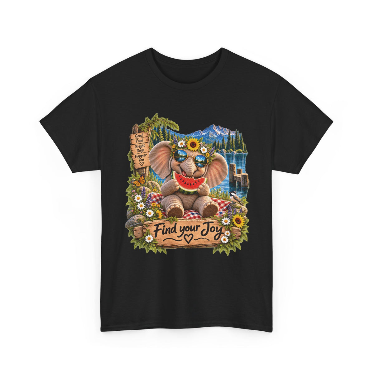 Find Your Joy Elephant T-Shirt — Cute Summer Nature Graphic Tee