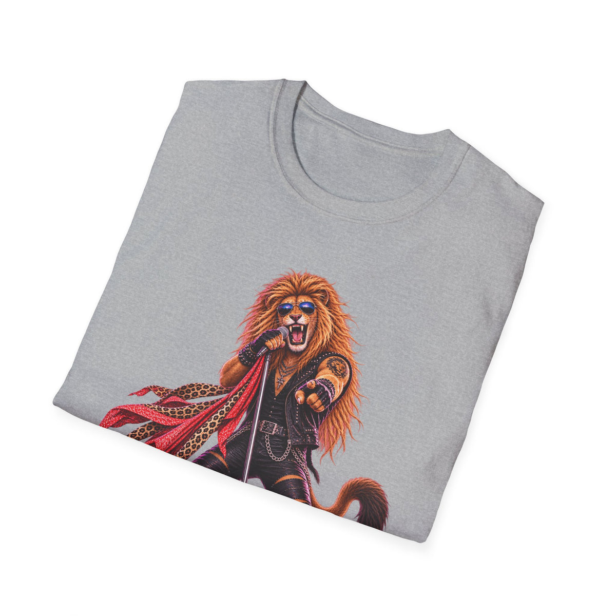 Lead Singer Lion Retro 80s Big Cat Rock Band Graphic Tee
