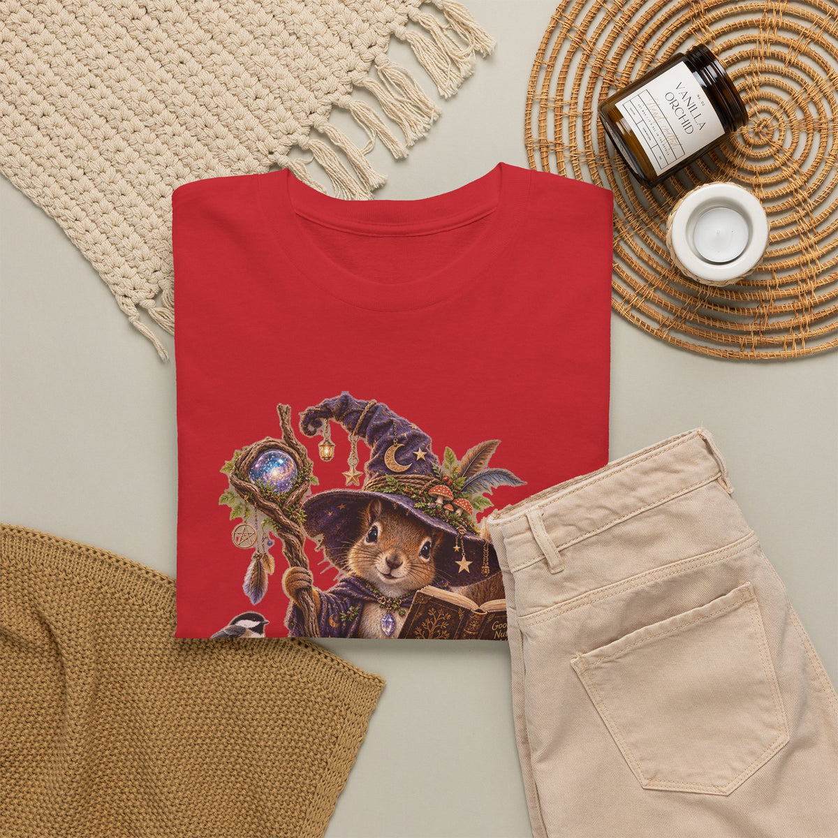 Squirrel Wizard T‑Shirt — Cute Fantasy Magic Forest Tee