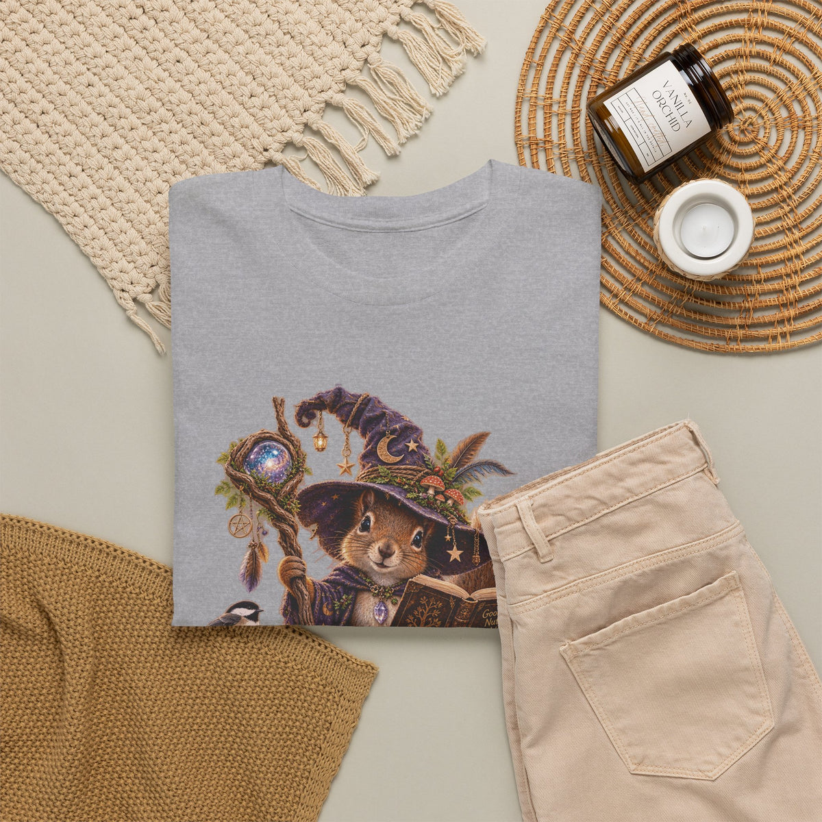 Squirrel Wizard T‑Shirt — Cute Fantasy Magic Forest Tee