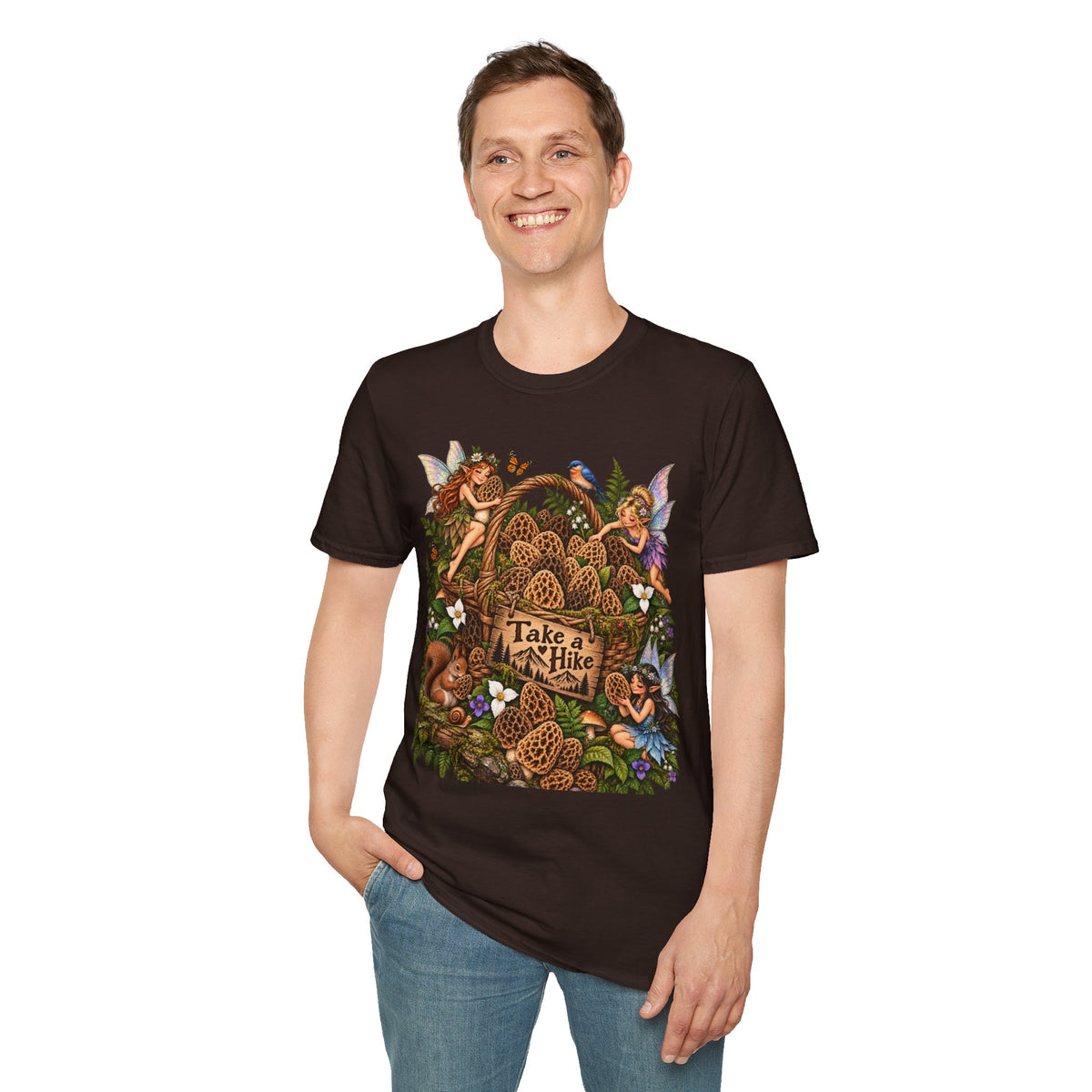 Woodland Creatures T-Shirt Foraging Nature Graphic Tee Unisex Softstyle T-Shirt