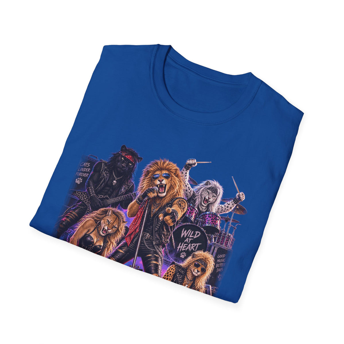 Retro 80s Big Cat Rock Band Wild at Heart Graphic Tee