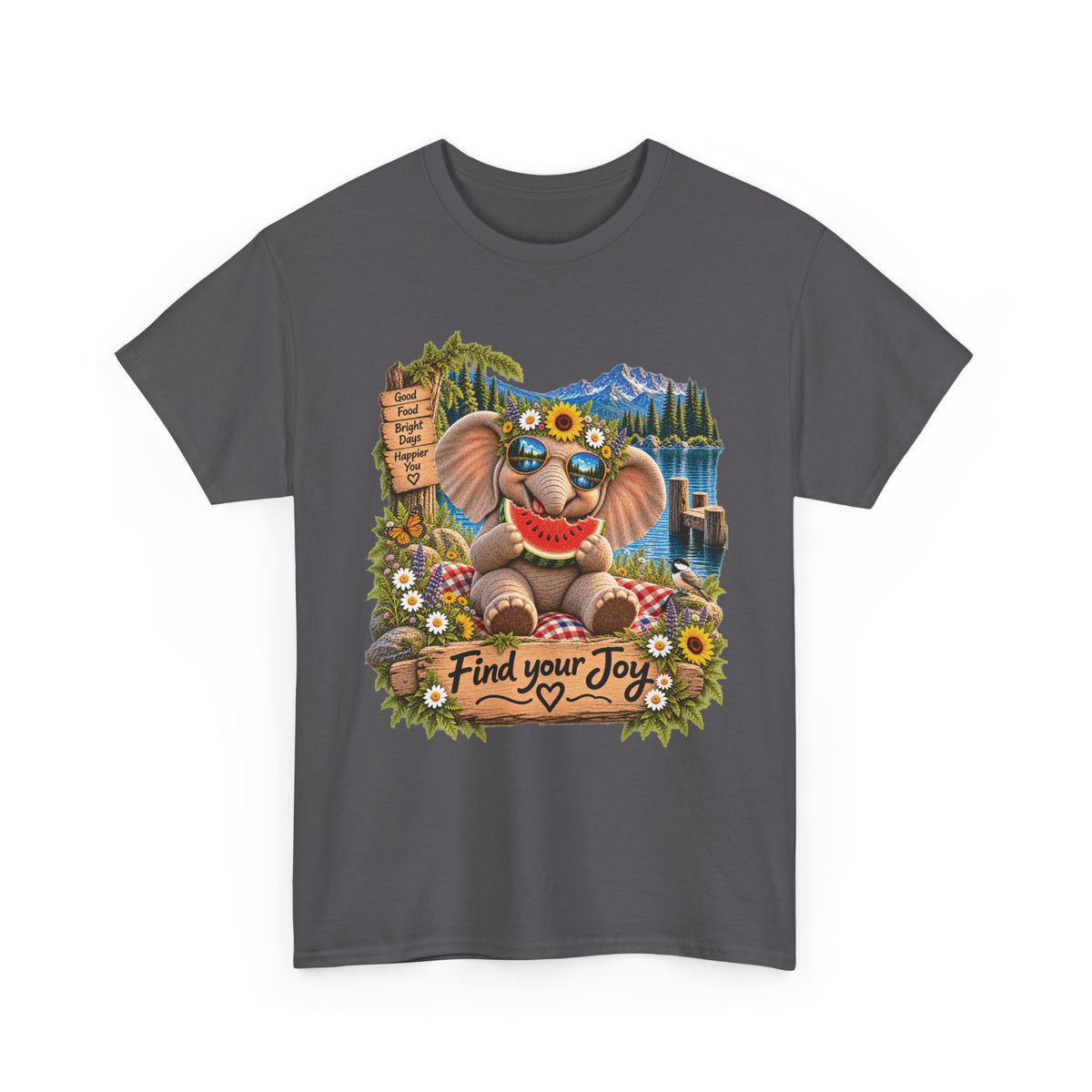 Find Your Joy Elephant T-Shirt — Cute Summer Nature Graphic Tee