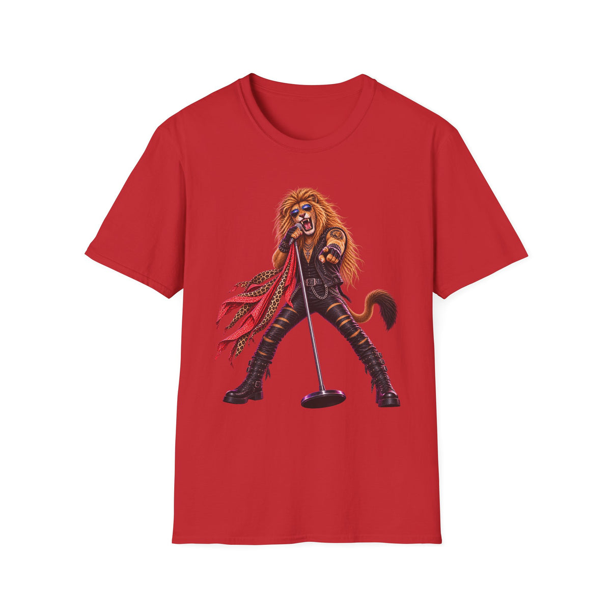 Lead Singer Lion Retro 80s Big Cat Rock Band Graphic Tee