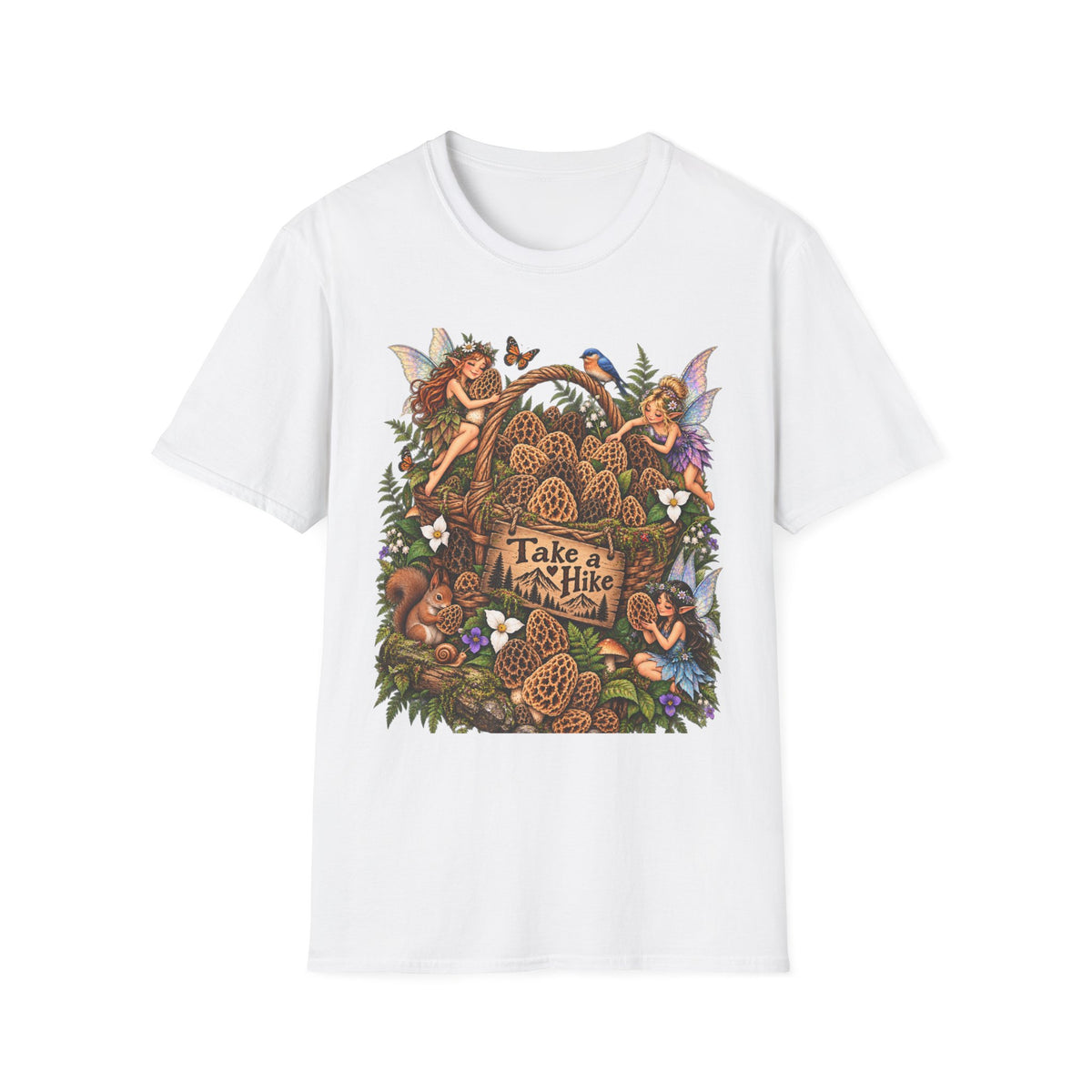 Woodland Creatures T-Shirt Foraging Nature Graphic Tee Unisex Softstyle T-Shirt