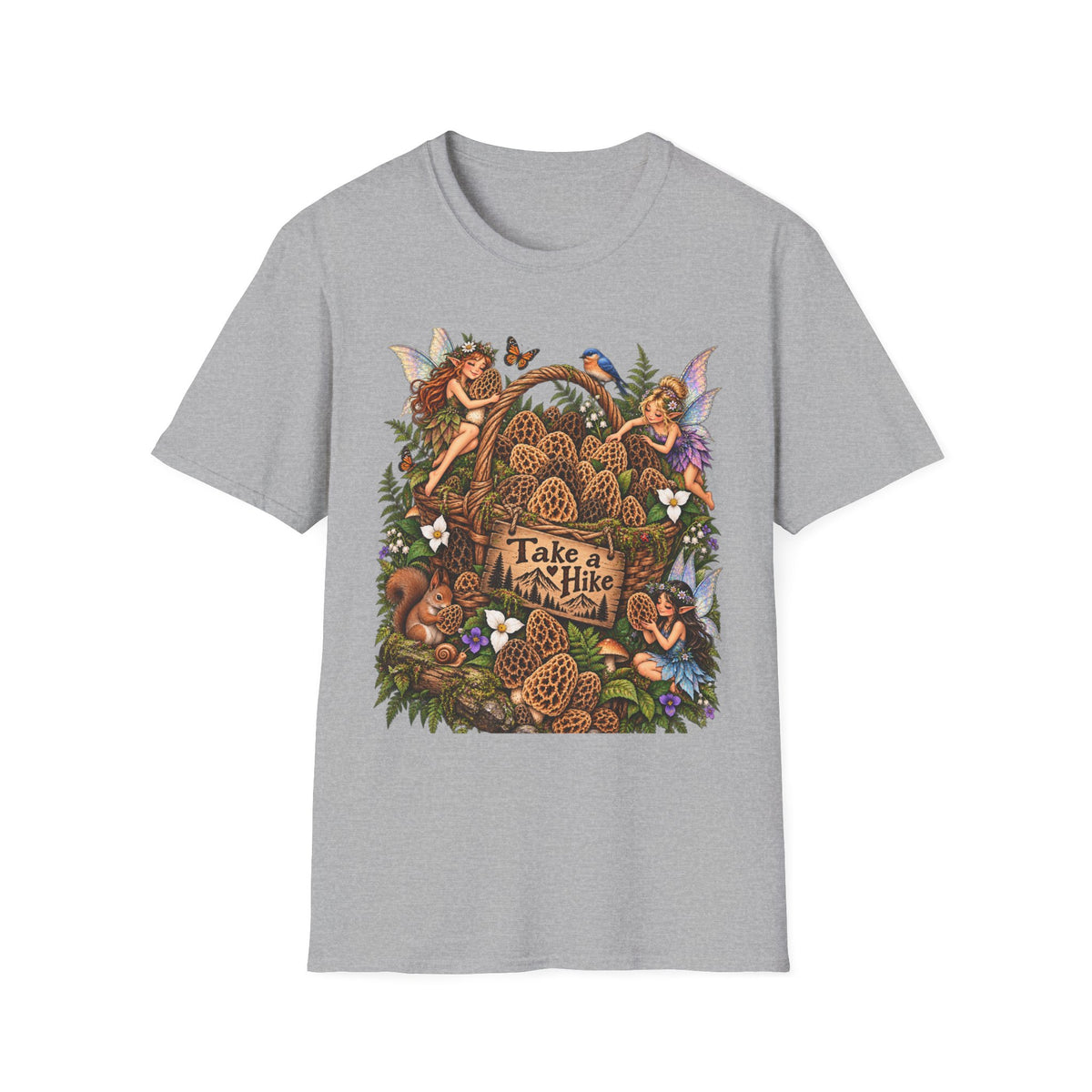 Woodland Creatures T-Shirt Foraging Nature Graphic Tee Unisex Softstyle T-Shirt