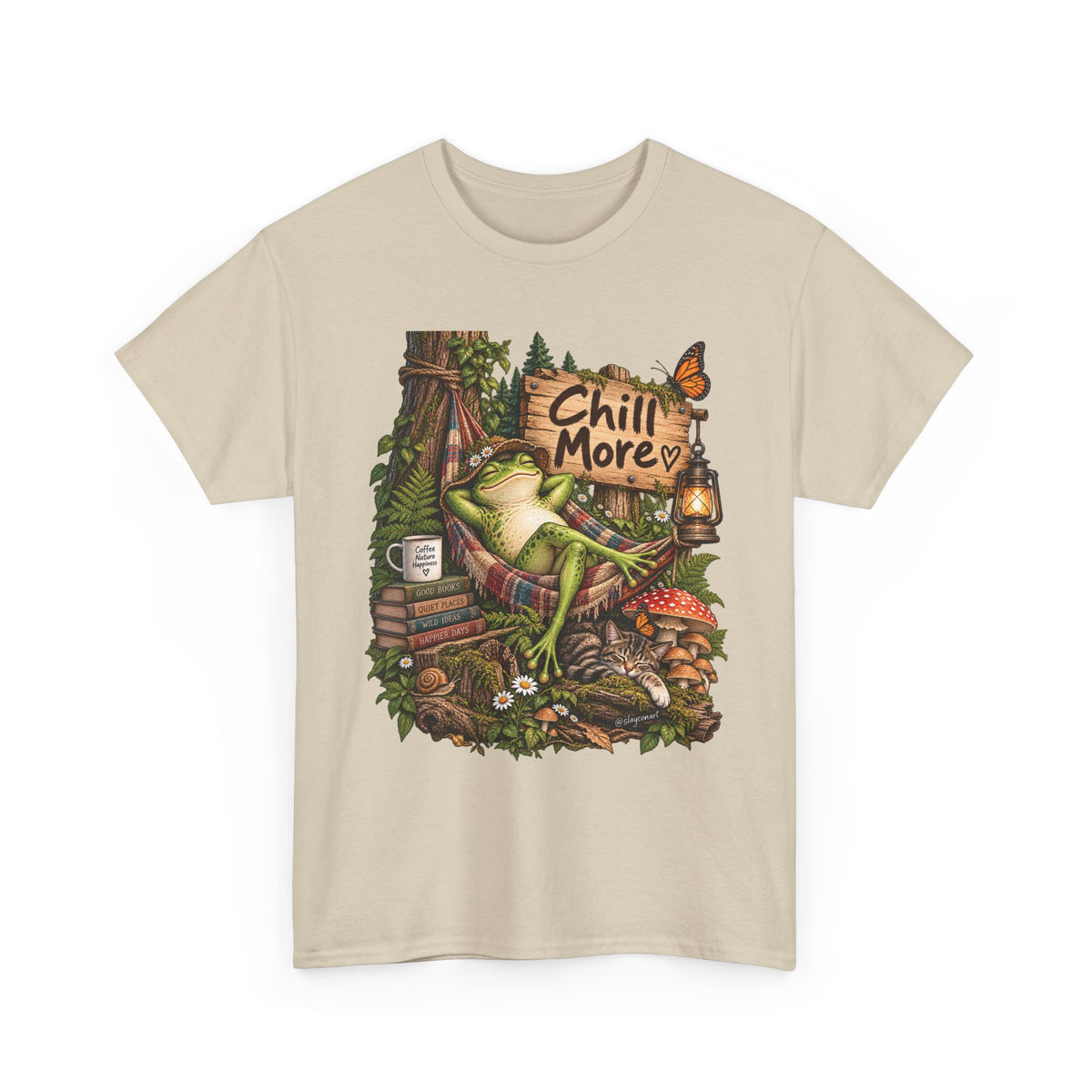 Chill More Frog Tee — Relaxed Nature Graphic T‑Shirt