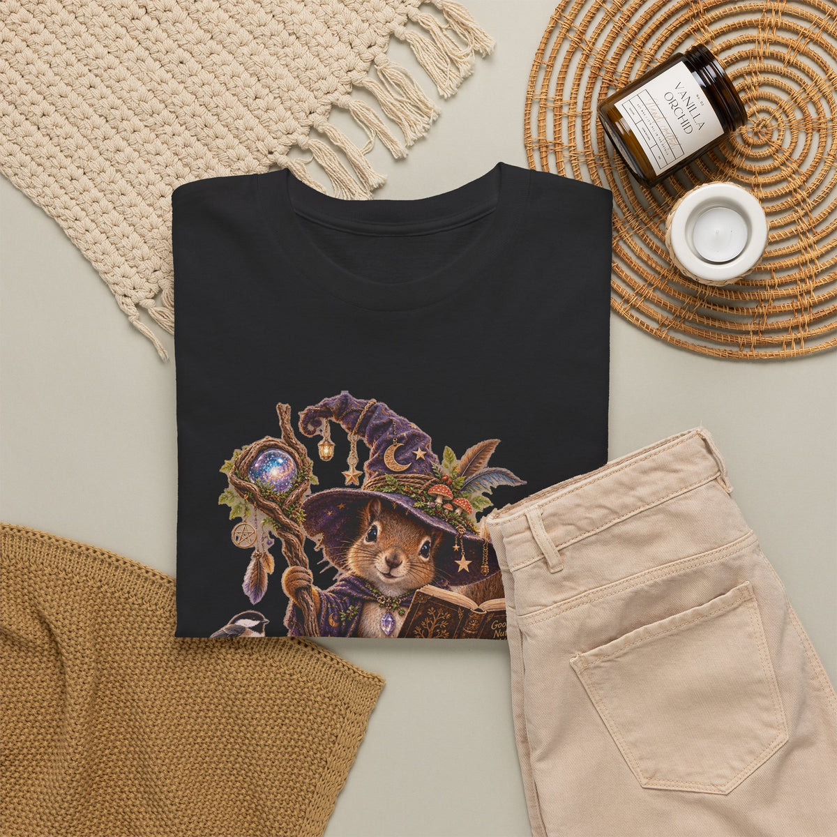Squirrel Wizard T‑Shirt — Cute Fantasy Magic Forest Tee
