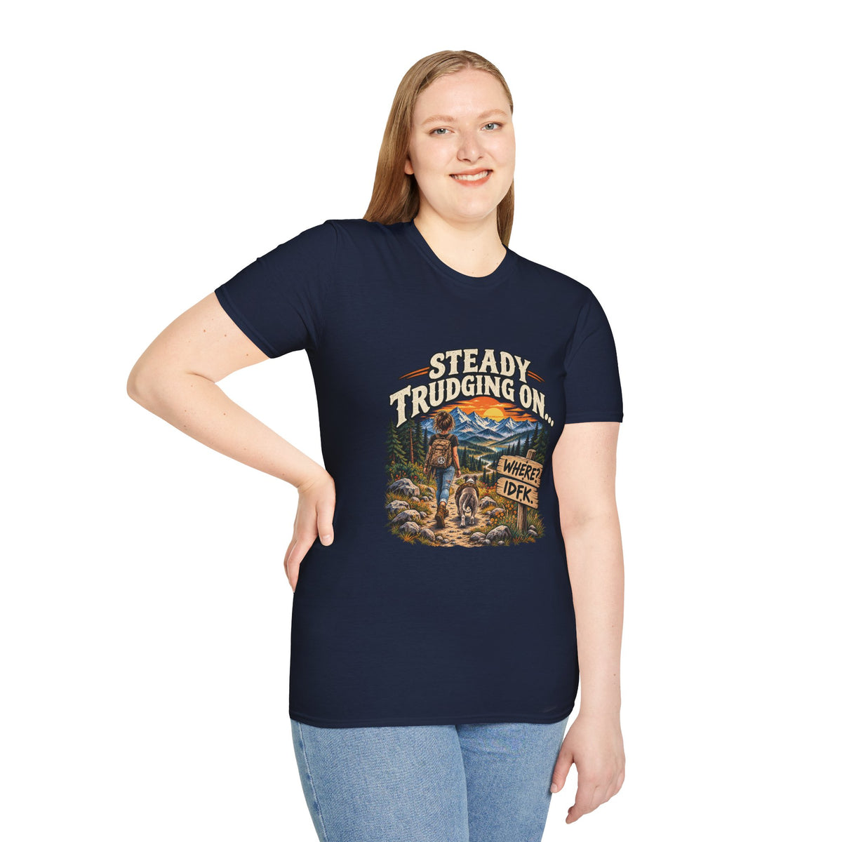 Steady Trudging On Young Lady Hiking T-Shirt