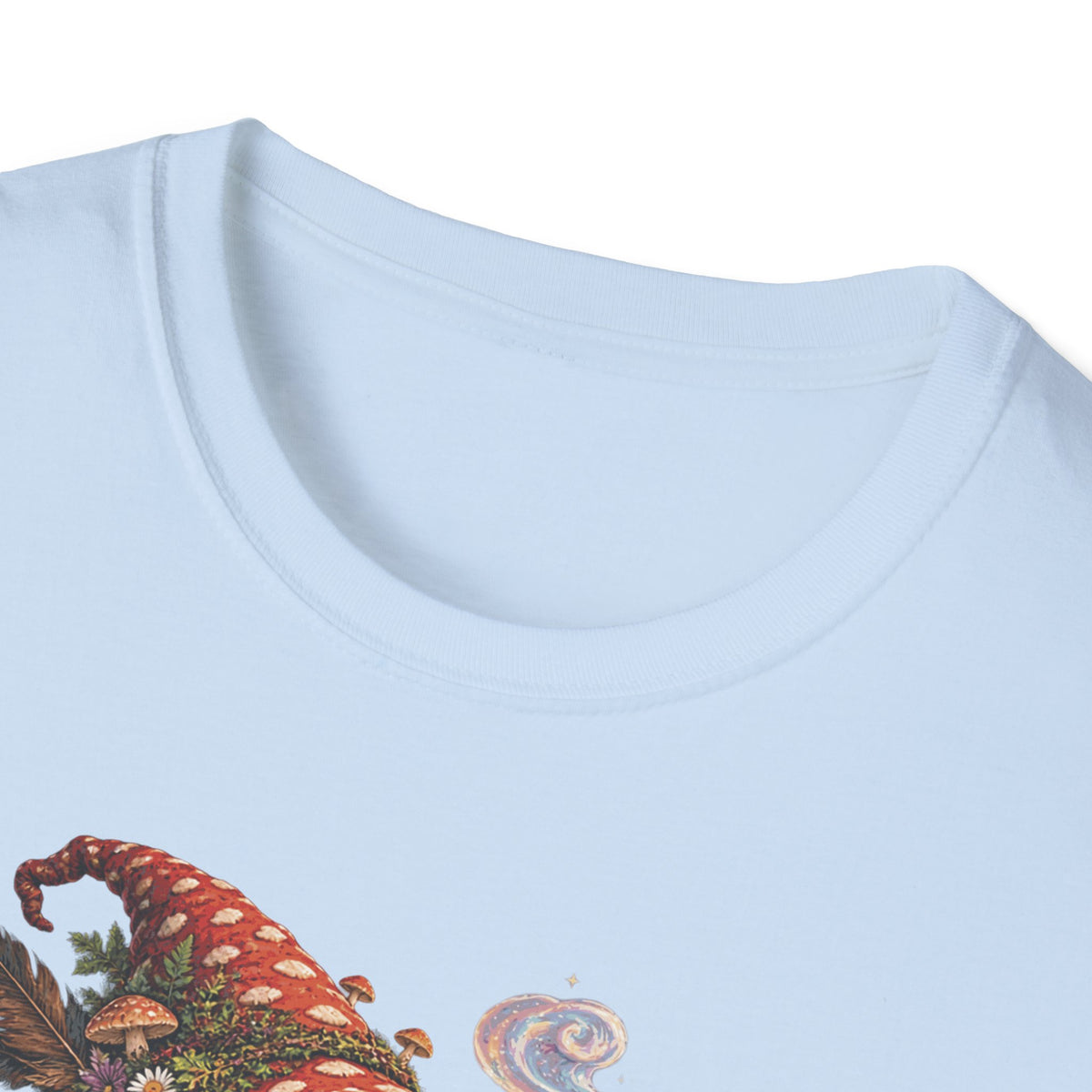 Mushroom Wizard Riding Snail T-Shirt  Whimsical Fantasy Illustration Tee