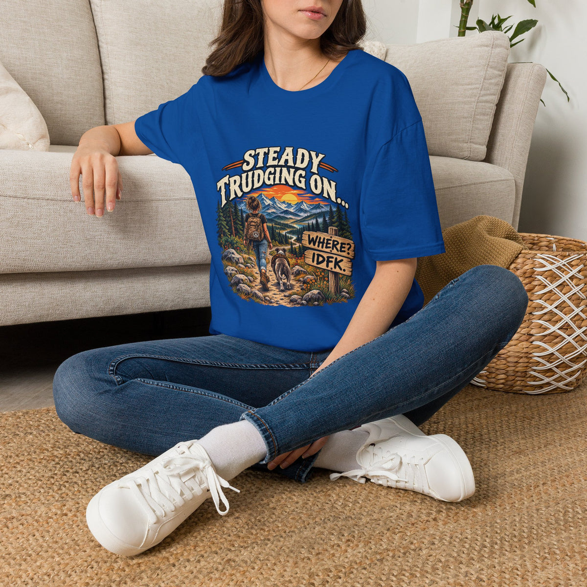 Steady Trudging On Young Lady Hiking T-Shirt