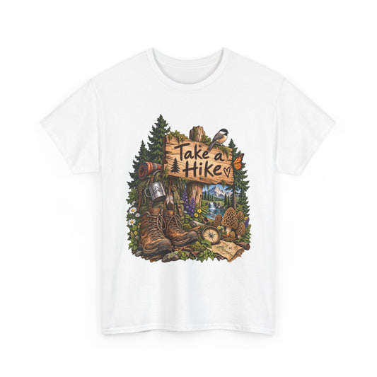 Take a Hike T-Shirt Boots and Morel Mushrooms