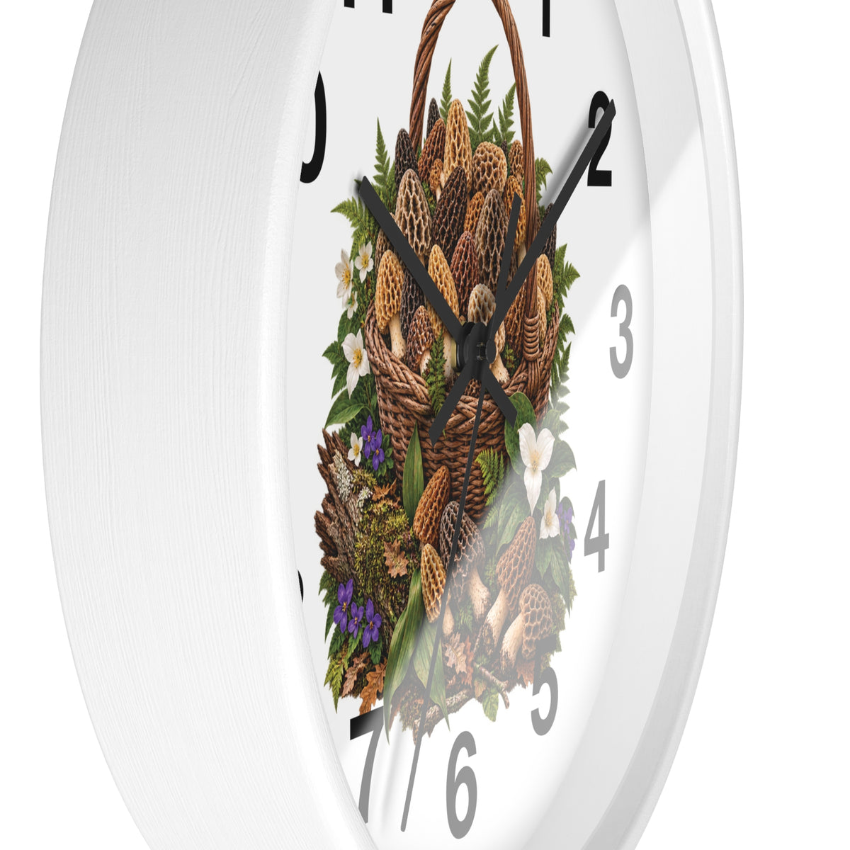 Morel Mushrooms and Wildflower Basket Wall Clock