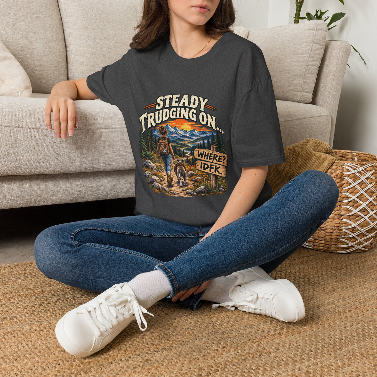 Steady Trudging On Young Lady Hiking T-Shirt