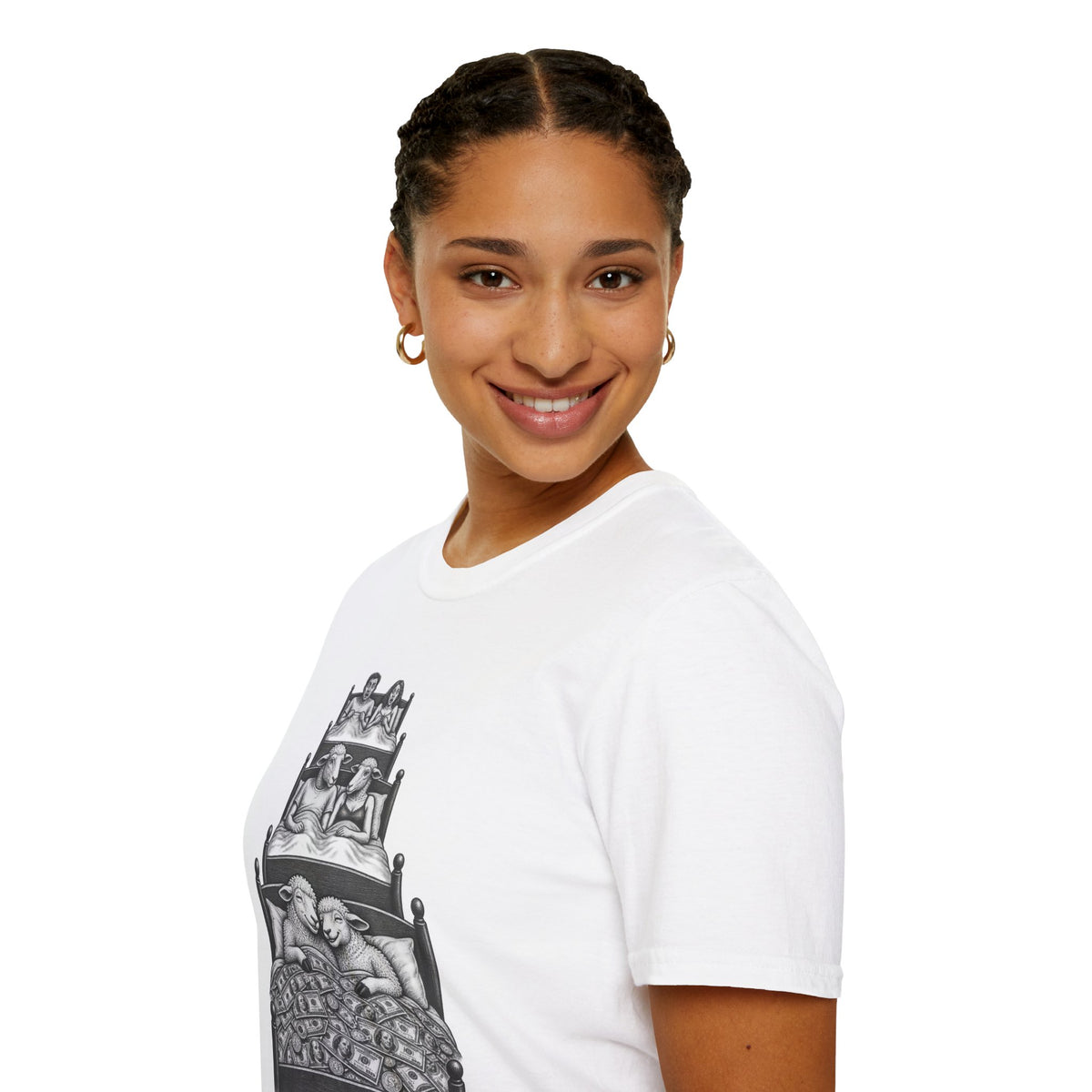 Waking up from the Love of Money Sheep Unisex Softstyle T-Shirt