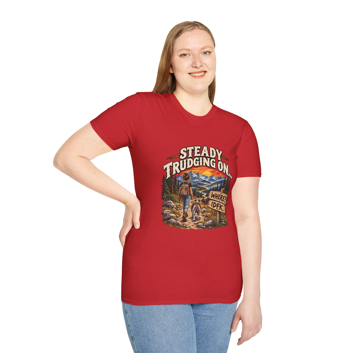 Steady Trudging On Young Lady Hiking T-Shirt