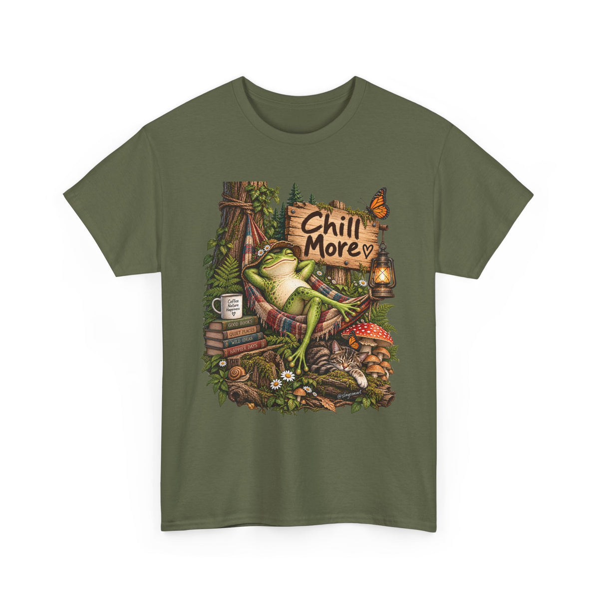 Chill More Frog Tee — Relaxed Nature Graphic T‑Shirt