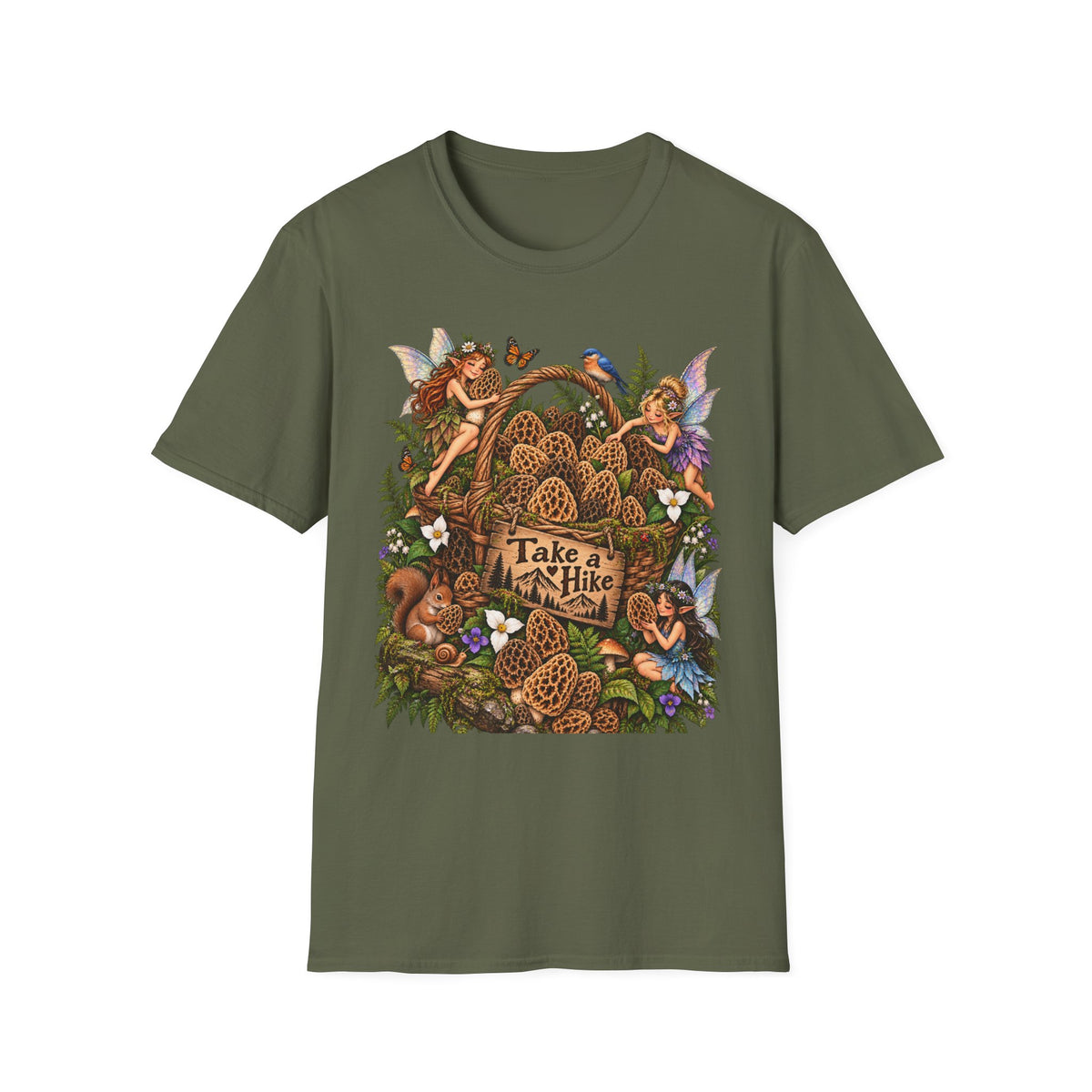 Woodland Creatures T-Shirt Foraging Nature Graphic Tee Unisex Softstyle T-Shirt