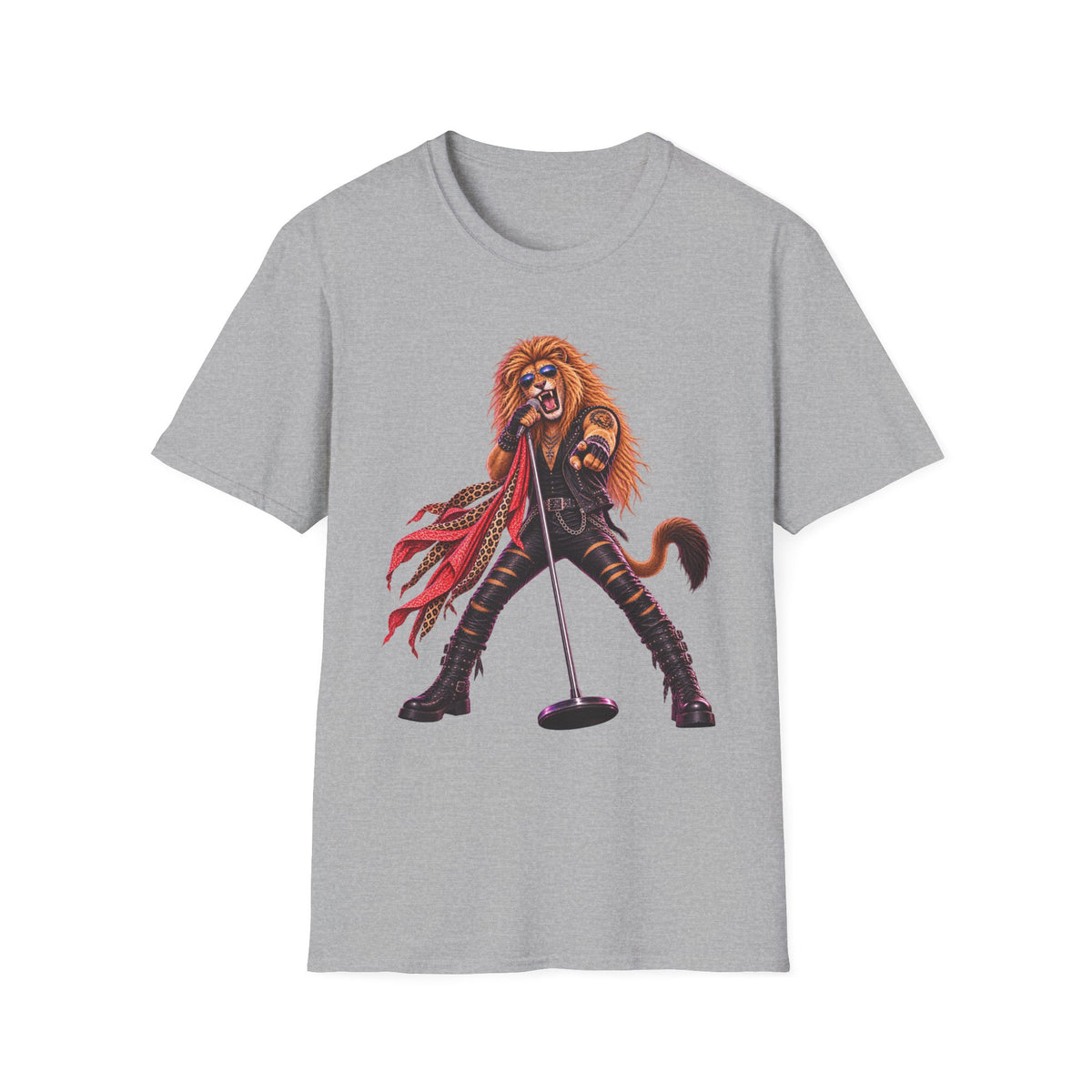 Lead Singer Lion Retro 80s Big Cat Rock Band Graphic Tee