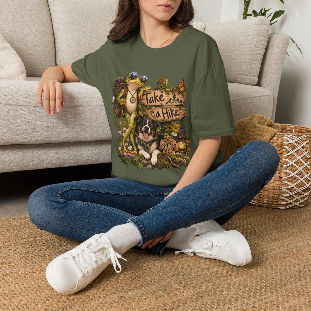 Take a Hike T-Shirt — Outdoorsy Hiking Tee with Dog and Nature Graphic