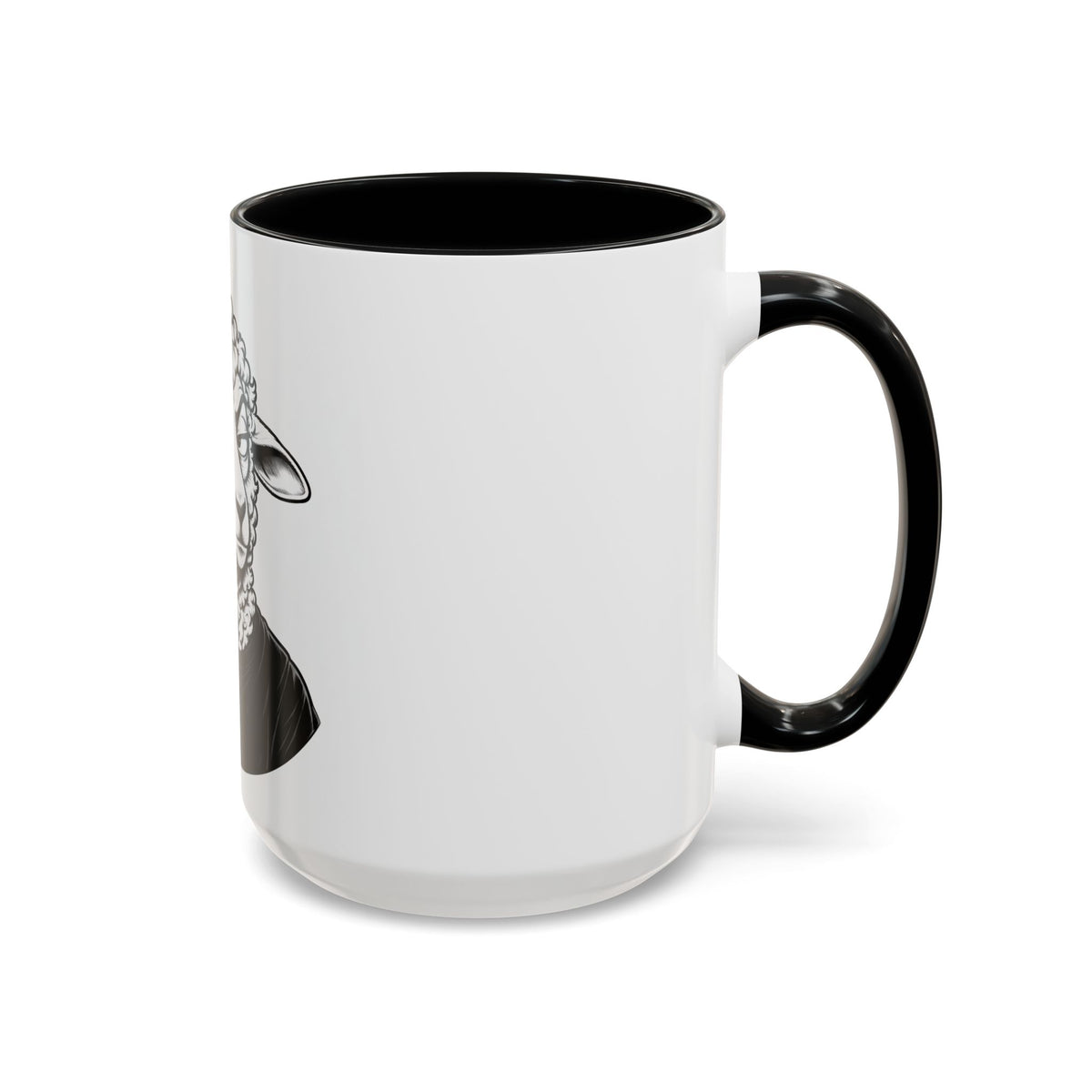 Wake Up Sheeple Coffee Mug — Black-Accent Ceramic Mug with Sheep Illustration