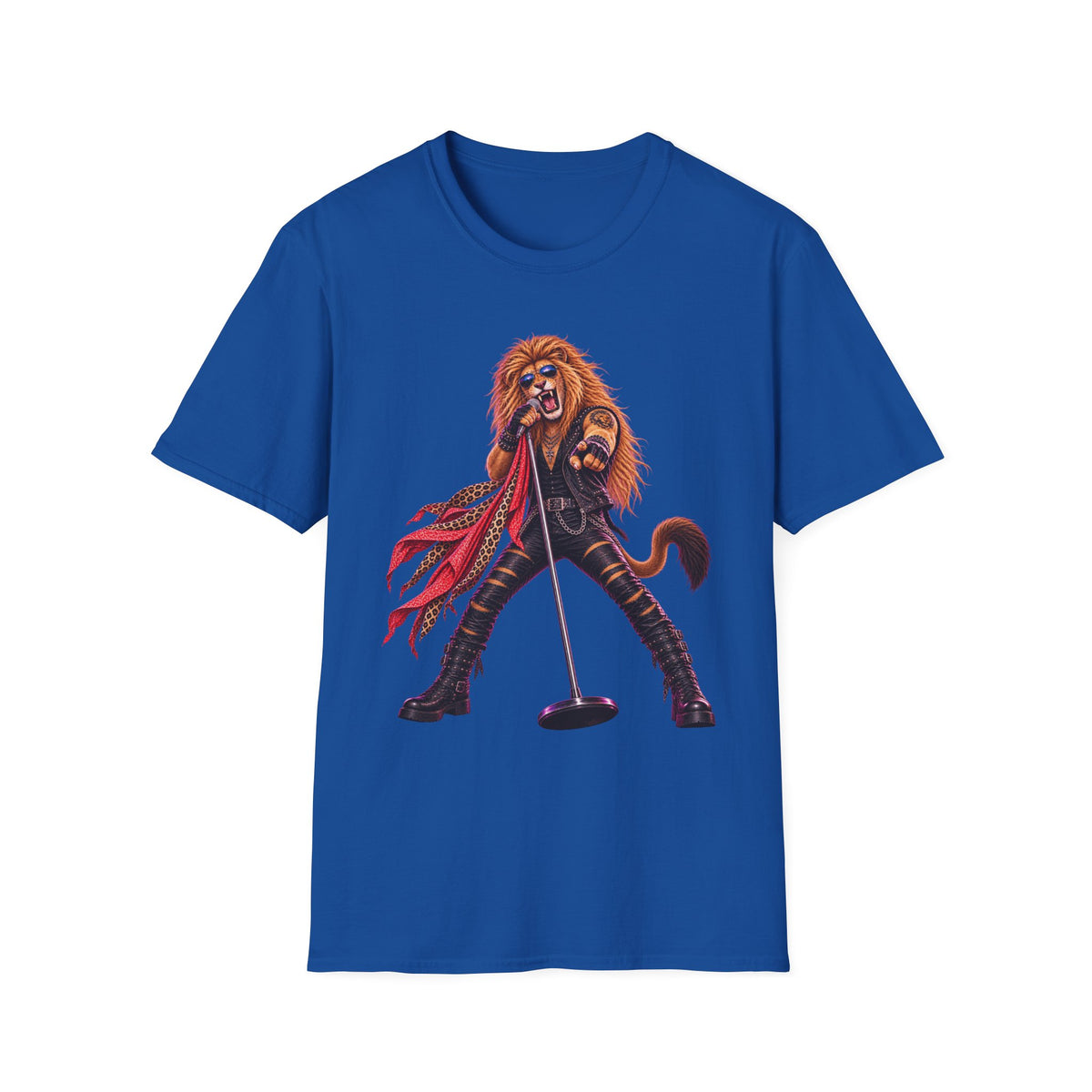 Lead Singer Lion Retro 80s Big Cat Rock Band Graphic Tee
